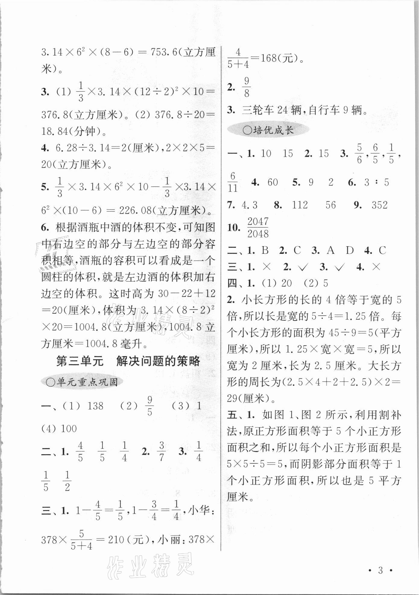 2021年領先一步培優訓練六年級數學下冊蘇教版 參考答案第3頁