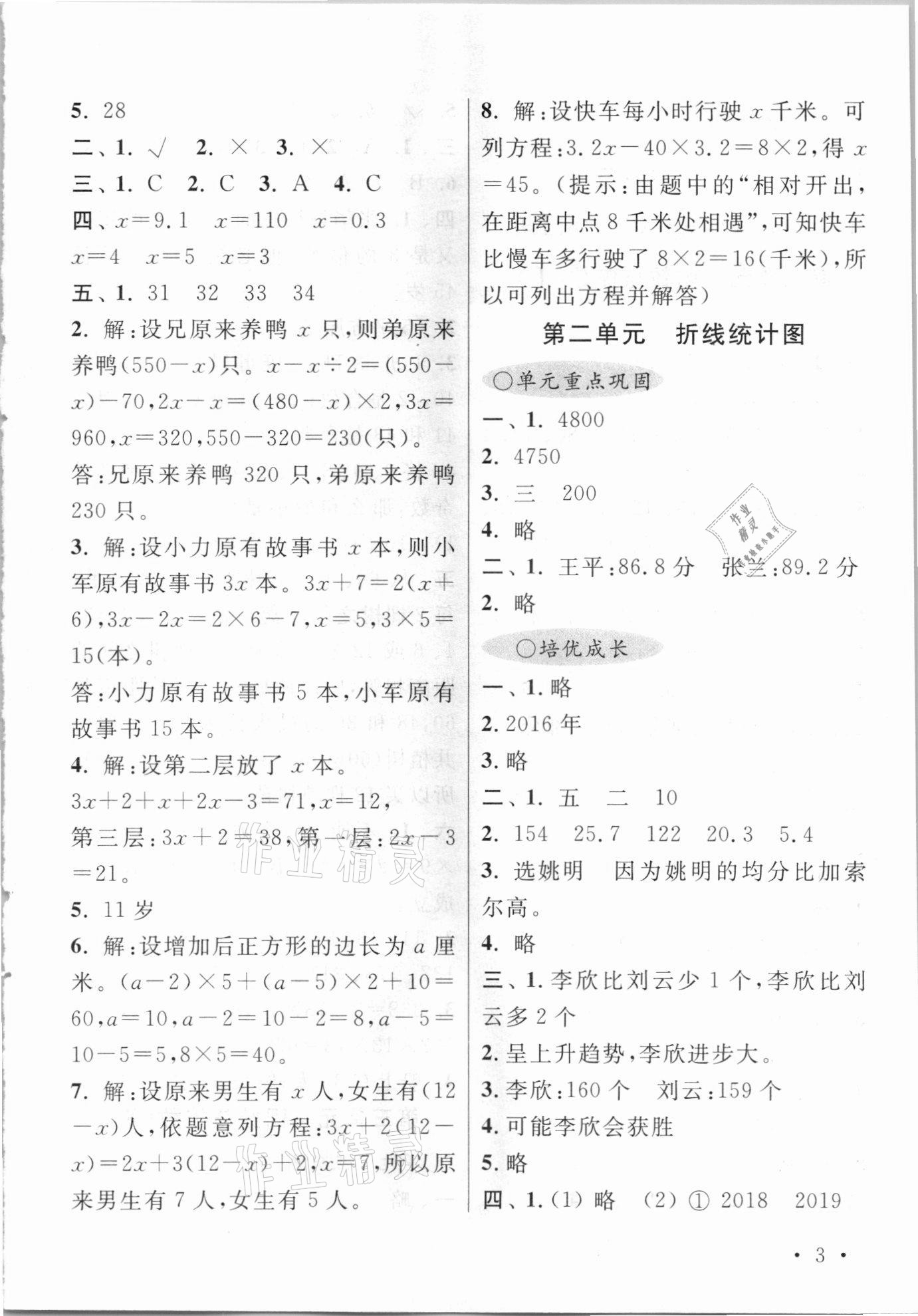 2021年領先一步培優訓練五年級數學下冊蘇教版 參考答案第3頁