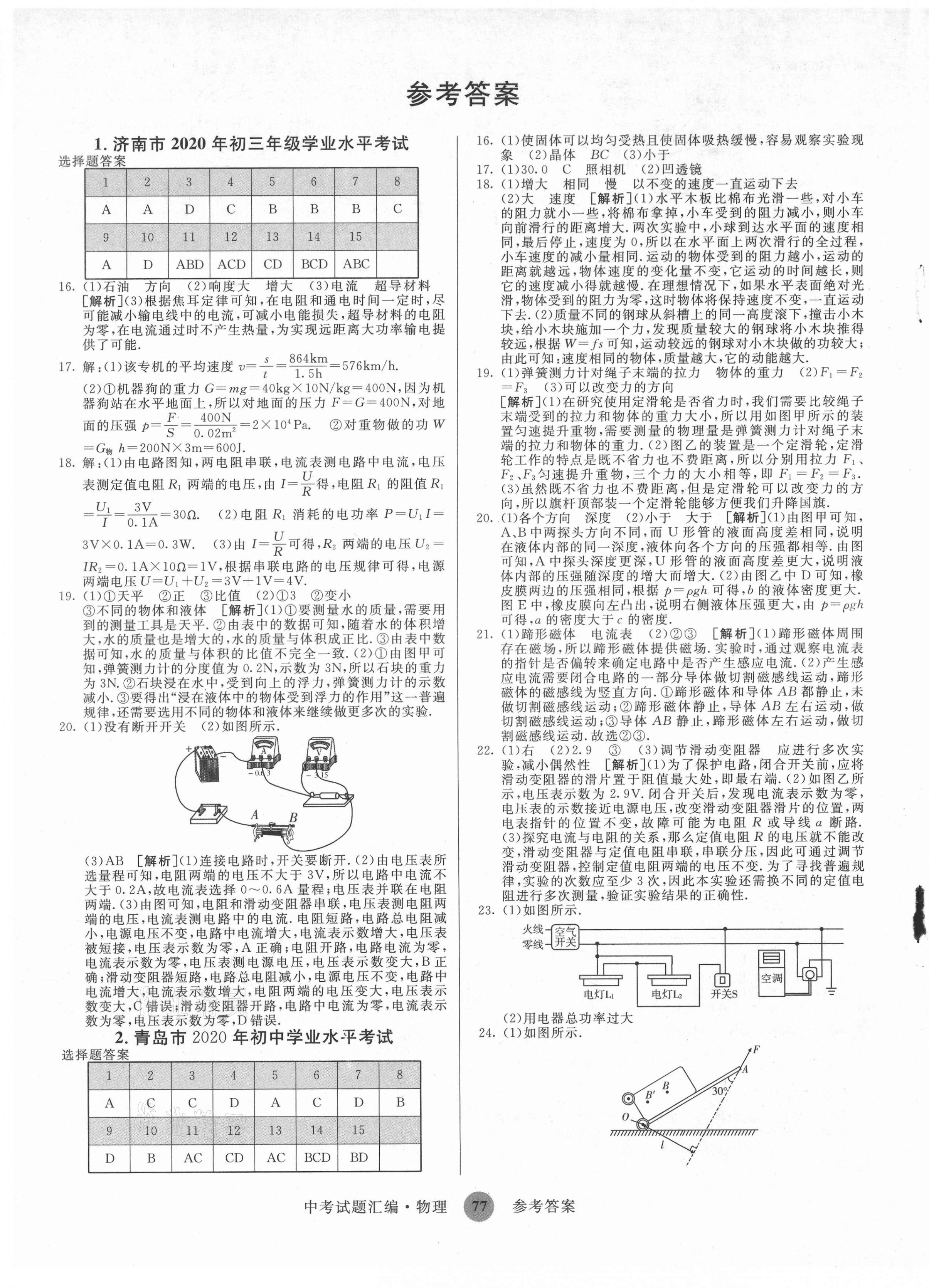 2021年中考試題匯編物理山東科學技術出版社 第1頁