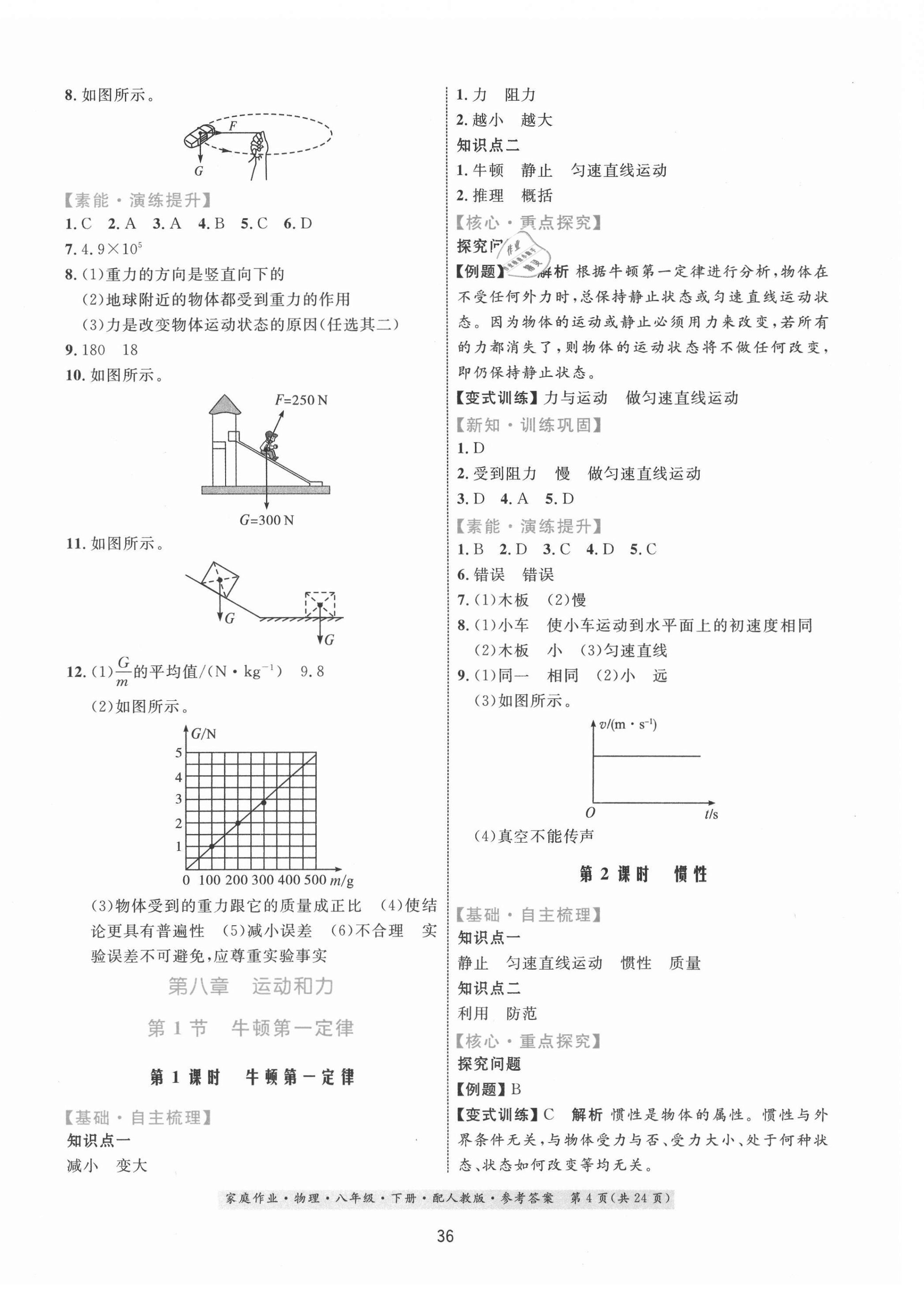 2021年家庭作業(yè)八年級物理下冊人教版 第4頁