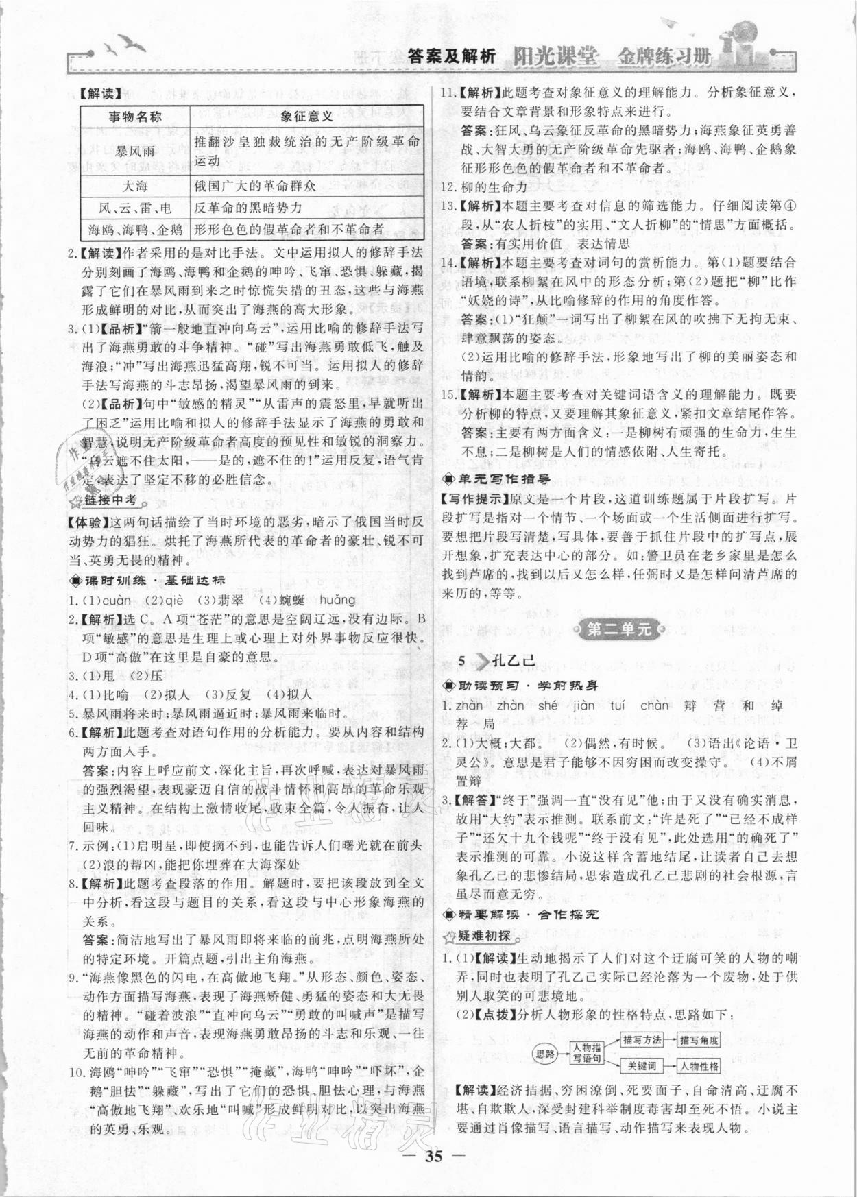 2021年陽光課堂金牌練習(xí)冊(cè)九年級(jí)語文下冊(cè)人教版 第3頁