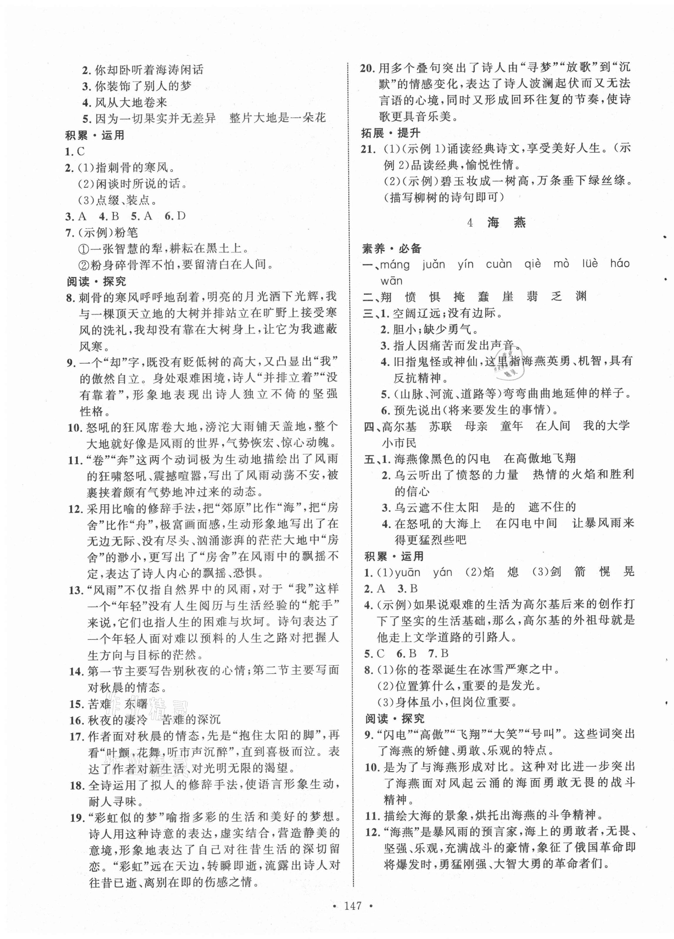 2021年實(shí)驗(yàn)教材新學(xué)案九年級(jí)語(yǔ)文下冊(cè)人教版 第3頁(yè)