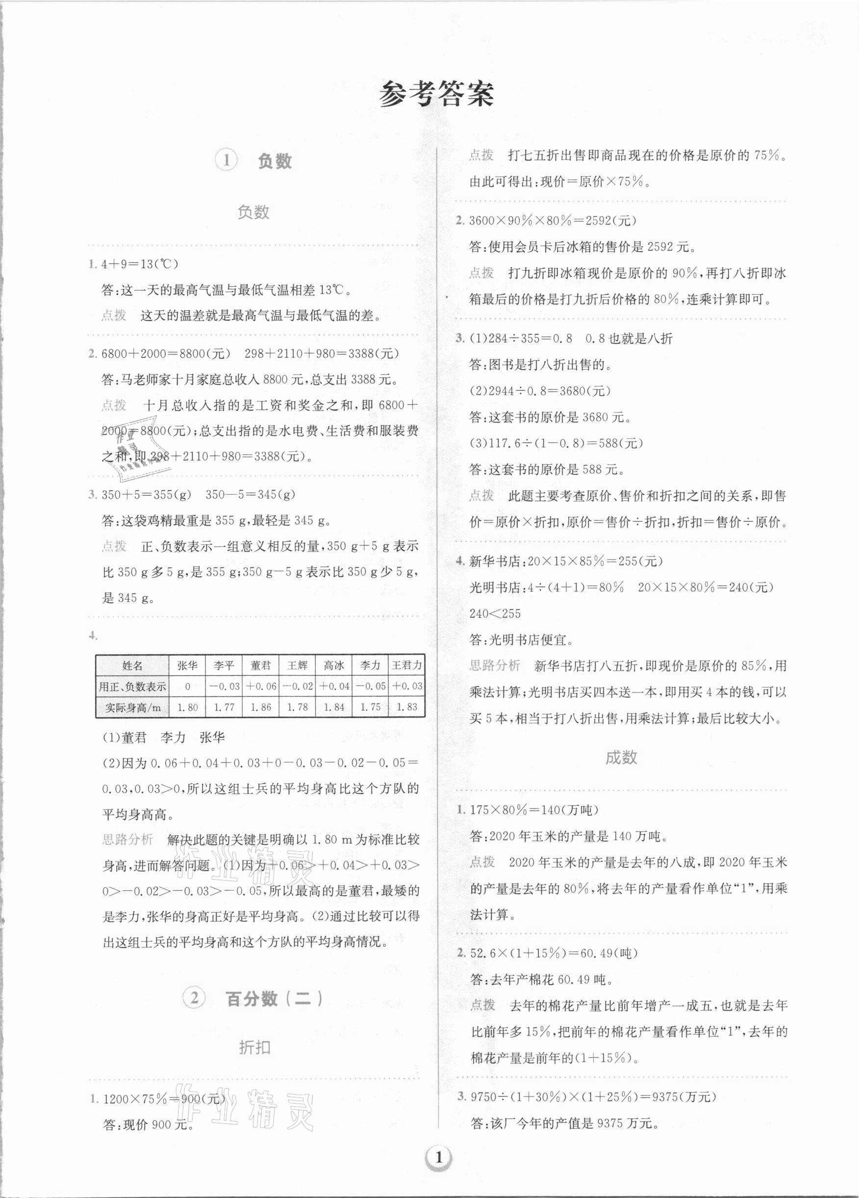 2021年金牛耳解決問題天天練六年級數學下冊人教版 第1頁