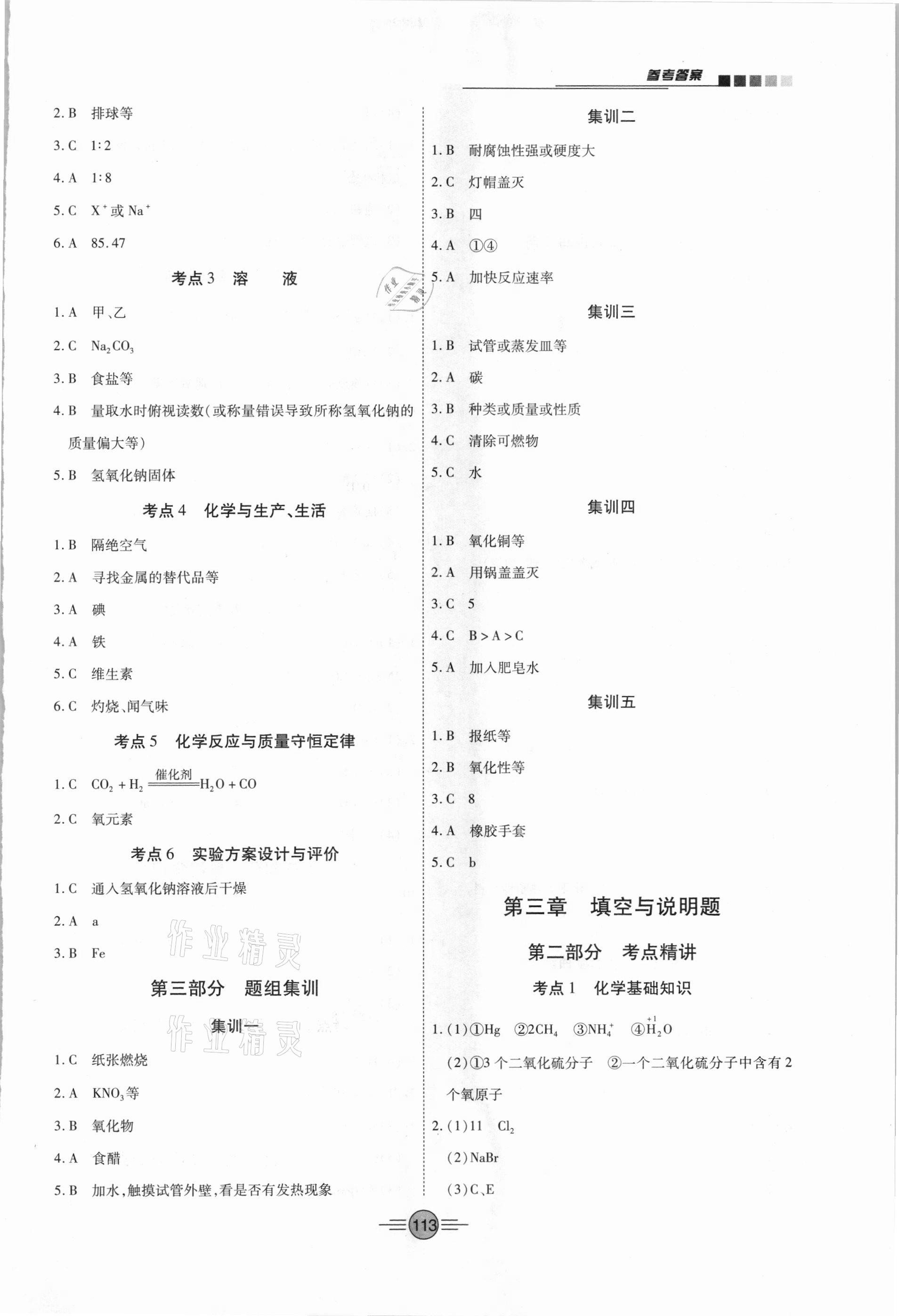 2021年專項新評價中考二輪化學江西專版 參考答案第2頁