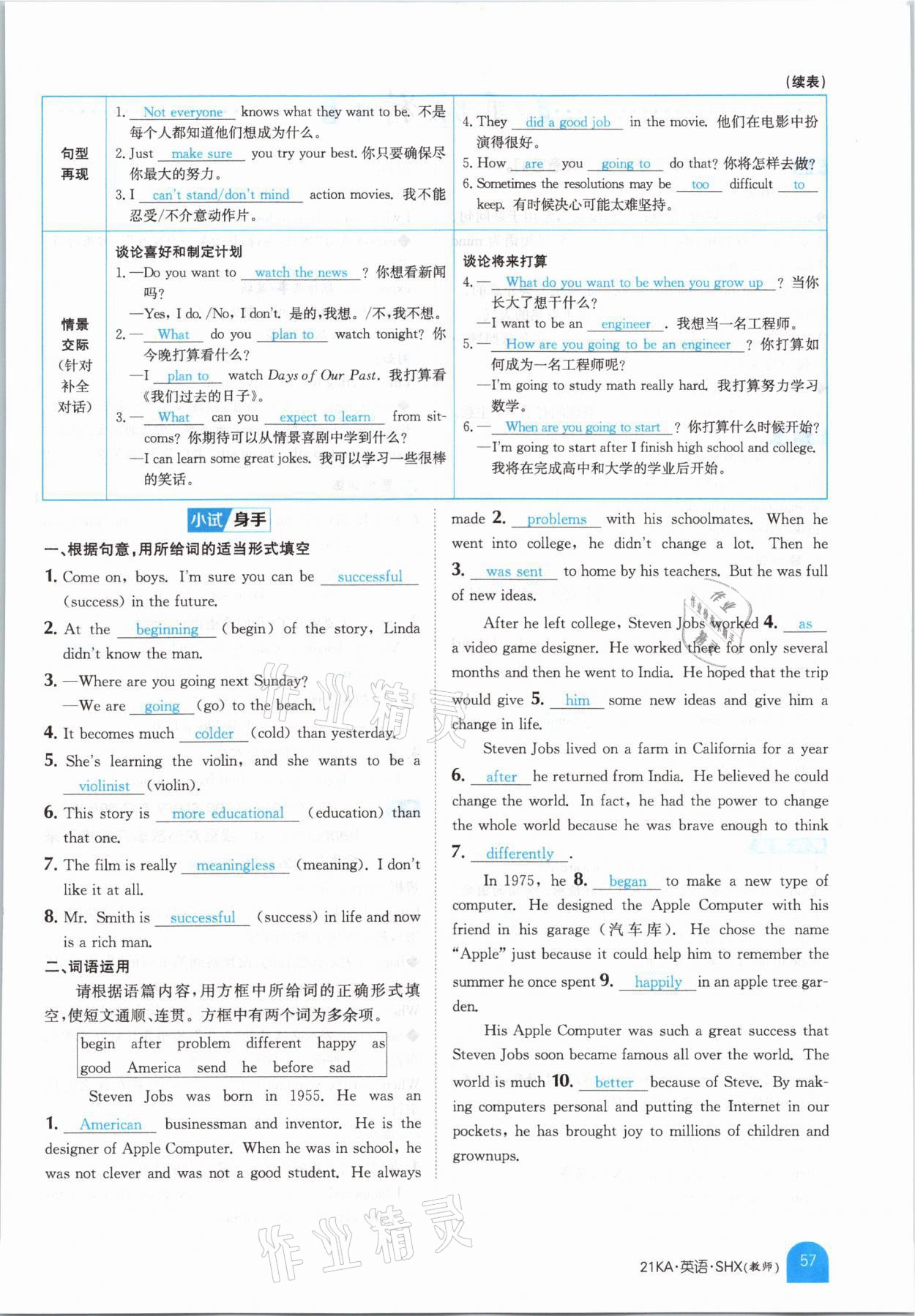 2021年金太陽(yáng)教育金太陽(yáng)考案英語(yǔ)山西專(zhuān)版 參考答案第55頁(yè)