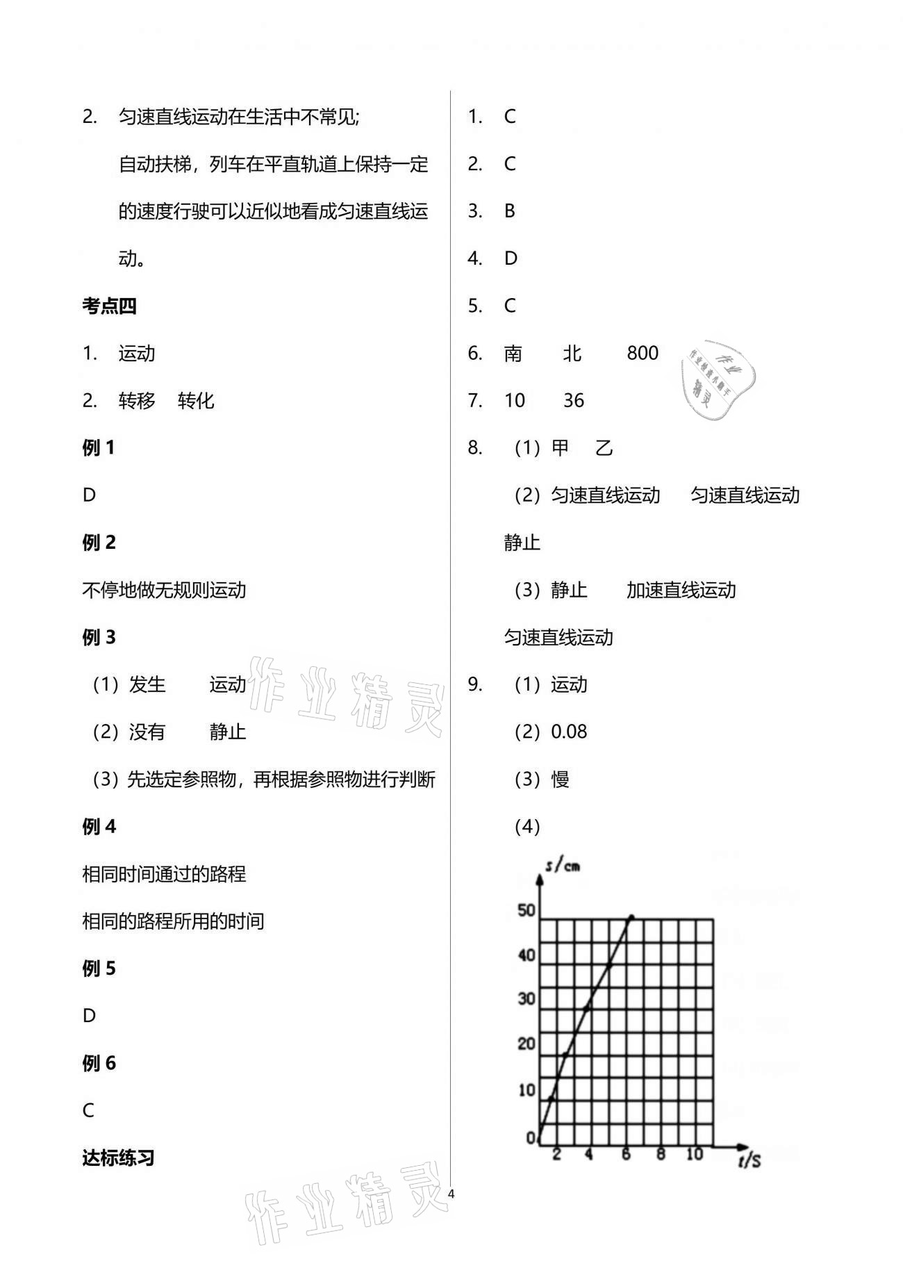 2021年考向標初中畢業(yè)學業(yè)考試指導物理中考岳陽專版 參考答案第4頁