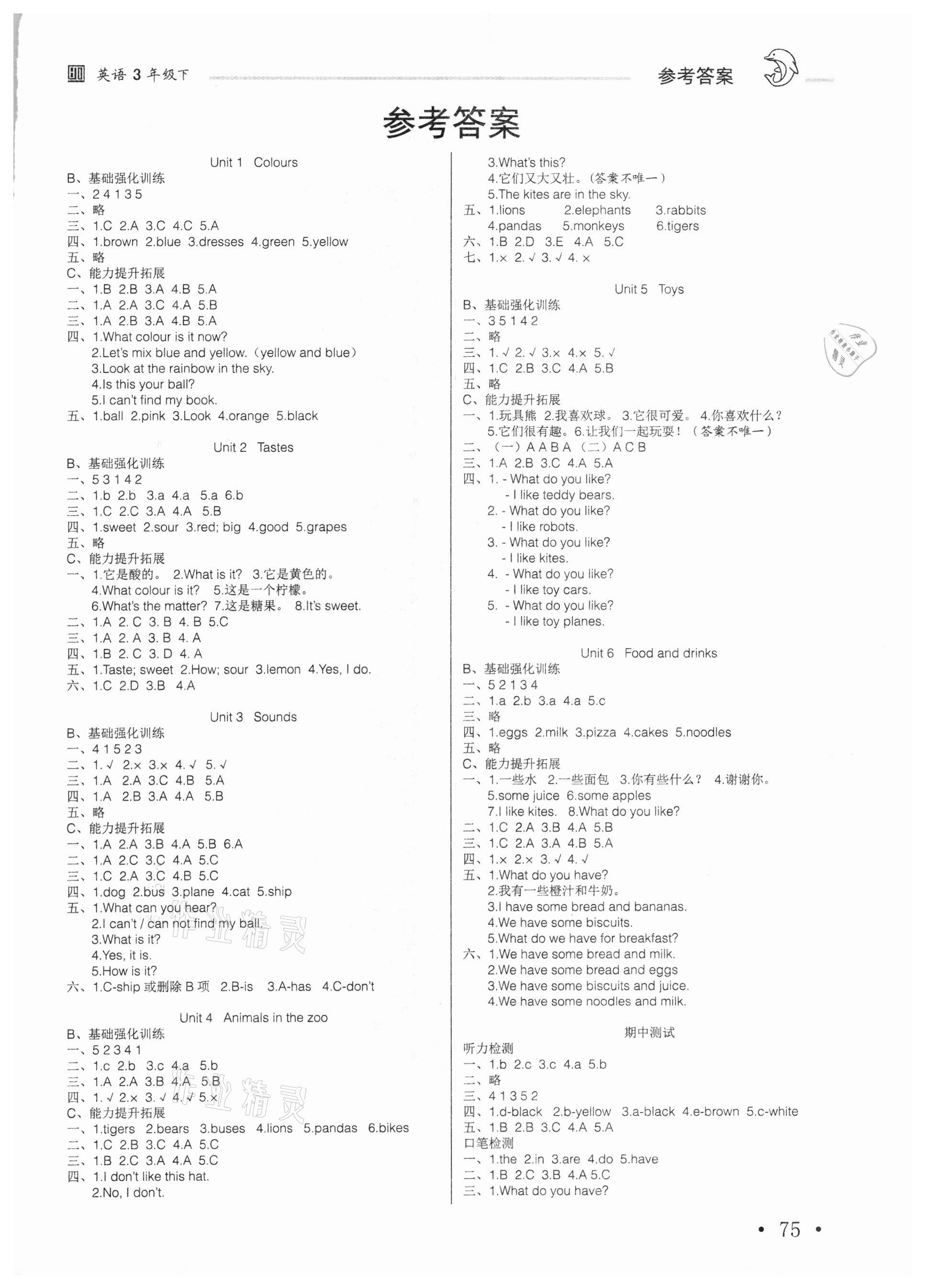 2021年全程奪冠三年級英語下冊滬教版深圳專版 第1頁