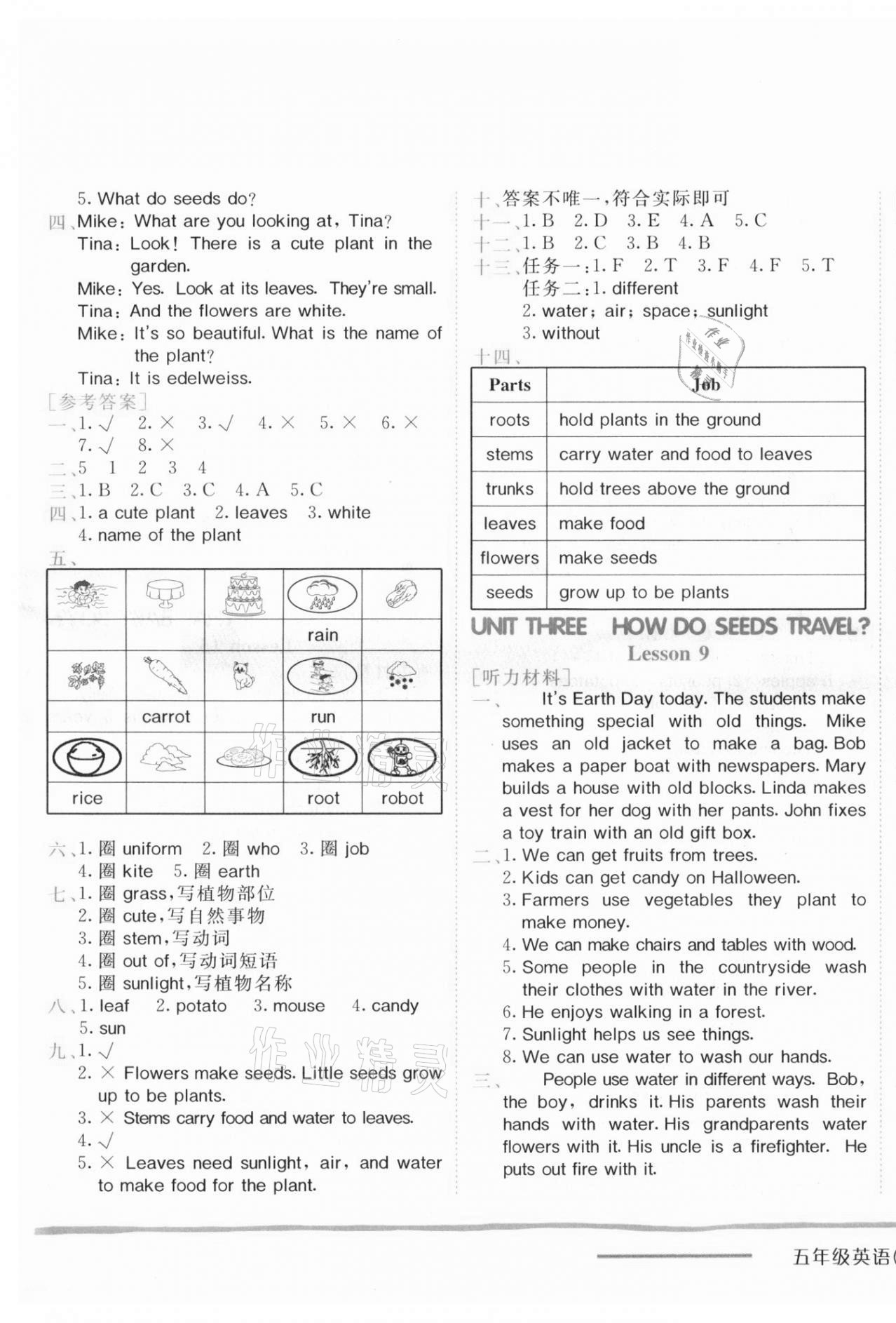 2021年黃岡小狀元作業(yè)本五年級英語下冊北京課改版 第5頁