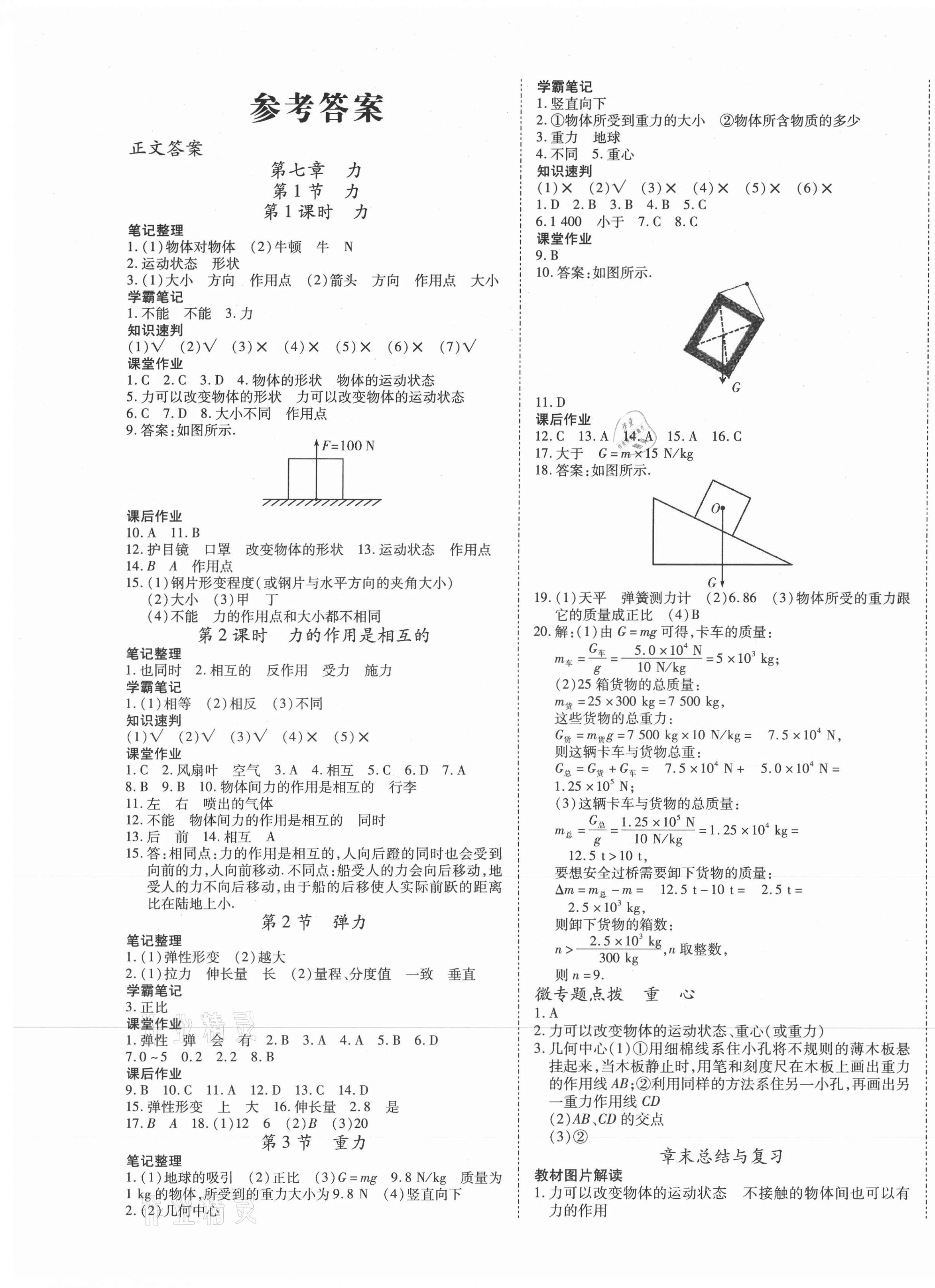 2021年我的作业八年级物理下册人教版 第1页