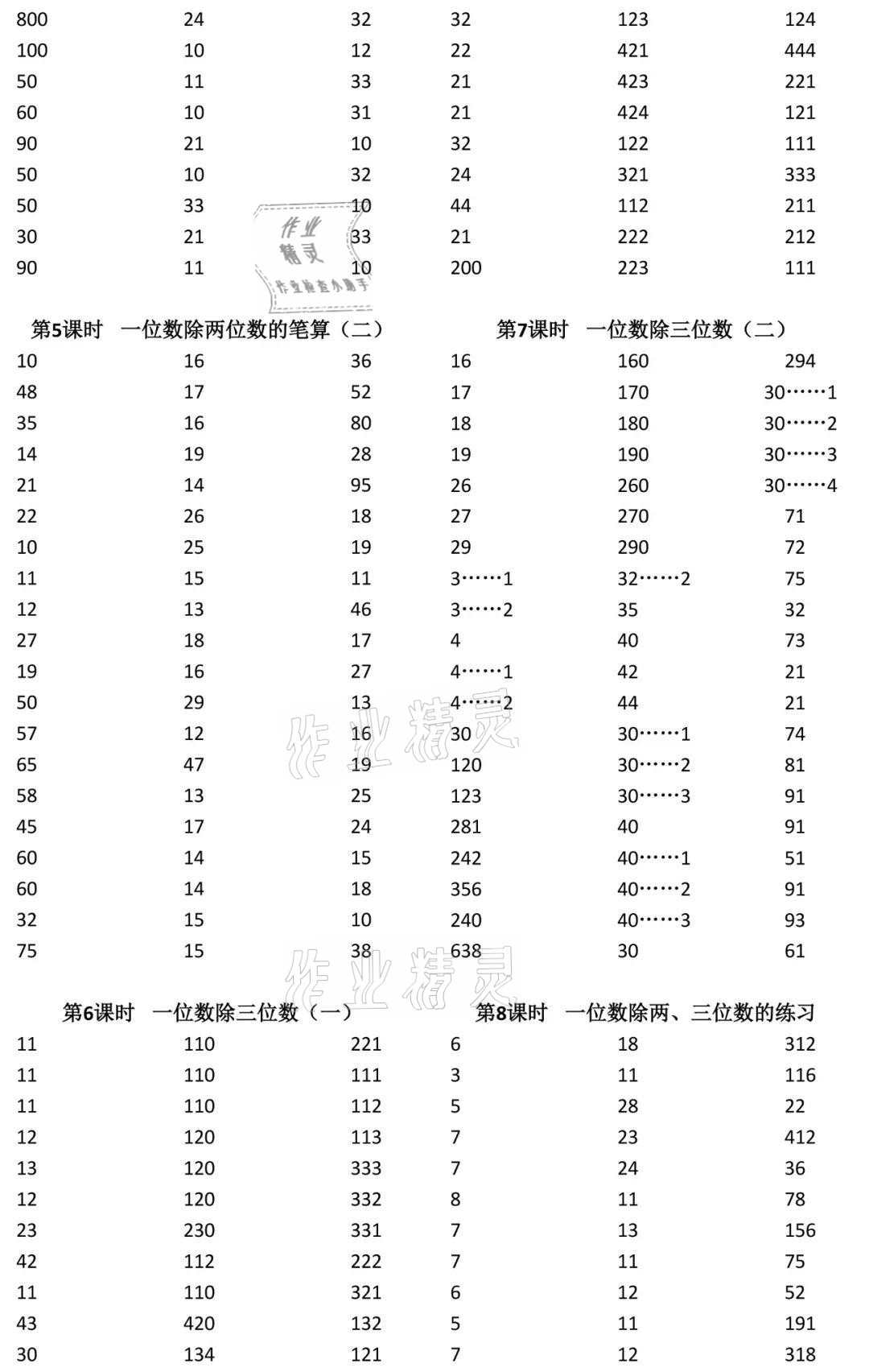 2021年小學(xué)數(shù)學(xué)口算速算心算三年級下冊人教版 參考答案第3頁