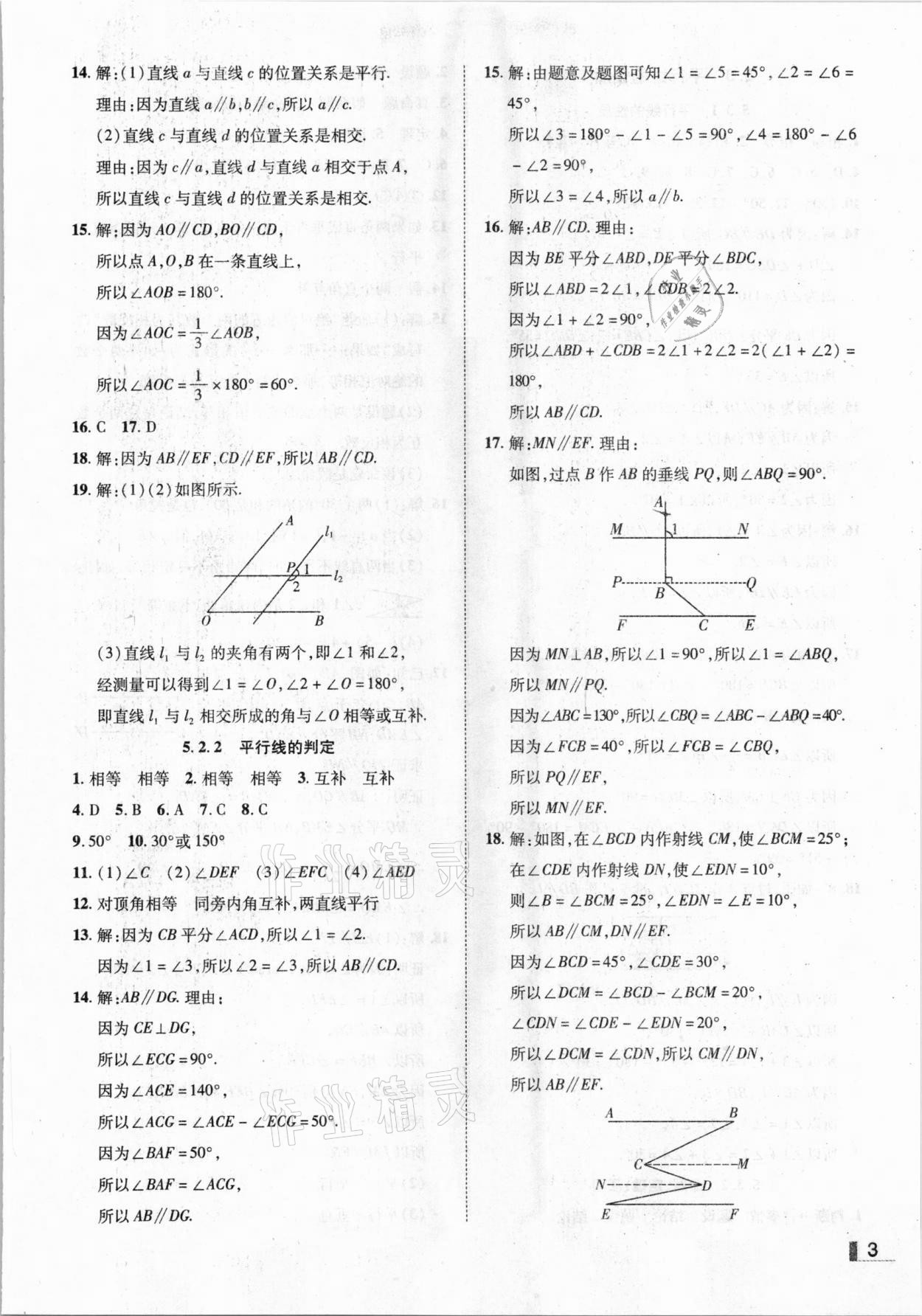 2021年辽宁作业分层培优学案七年级数学下册人教版 参考答案第3页