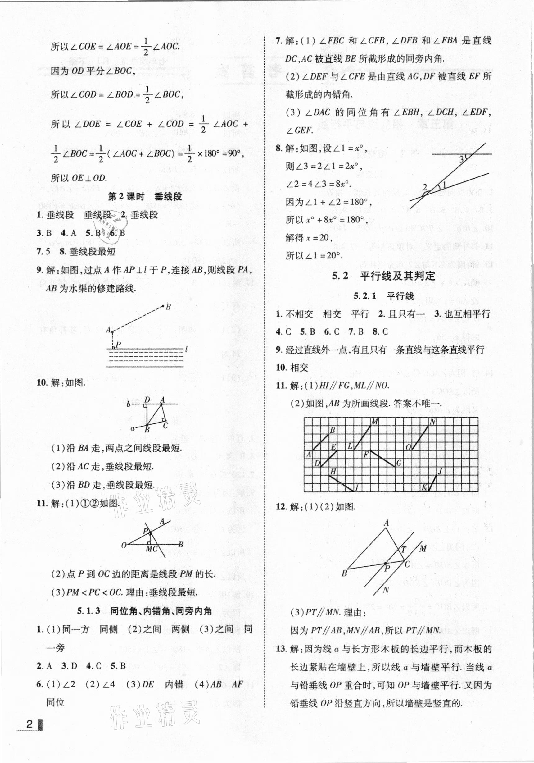 2021年辽宁作业分层培优学案七年级数学下册人教版 参考答案第2页