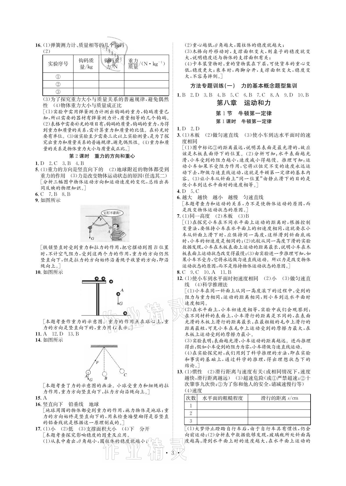 2021年課課練八年級(jí)物理下冊(cè)人教版湖南教育出版社 參考答案第3頁(yè)