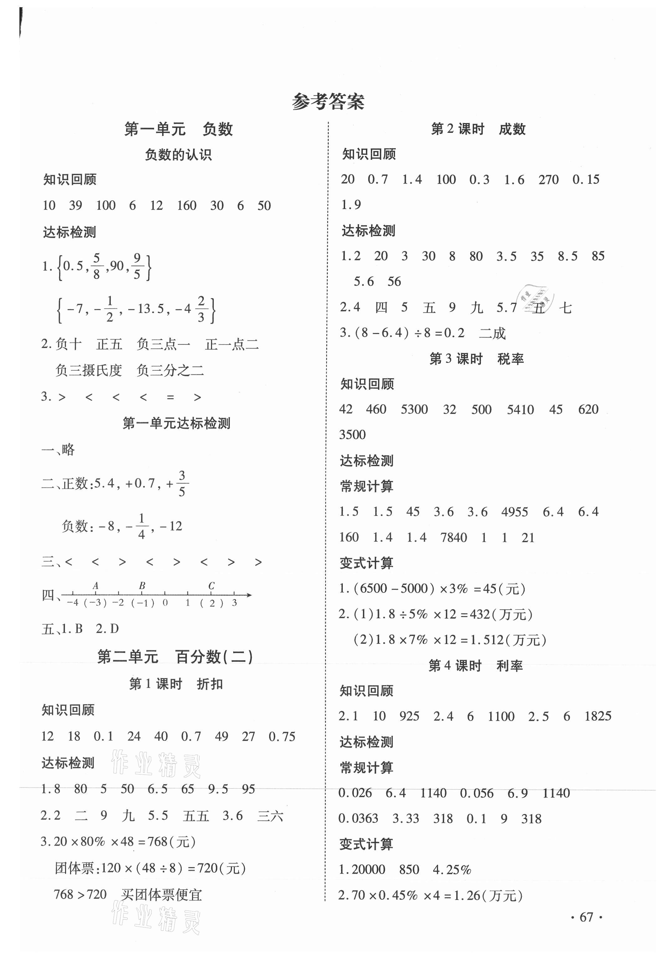 2021年快樂益智計算達人六年級數(shù)學(xué)下冊人教版 第1頁