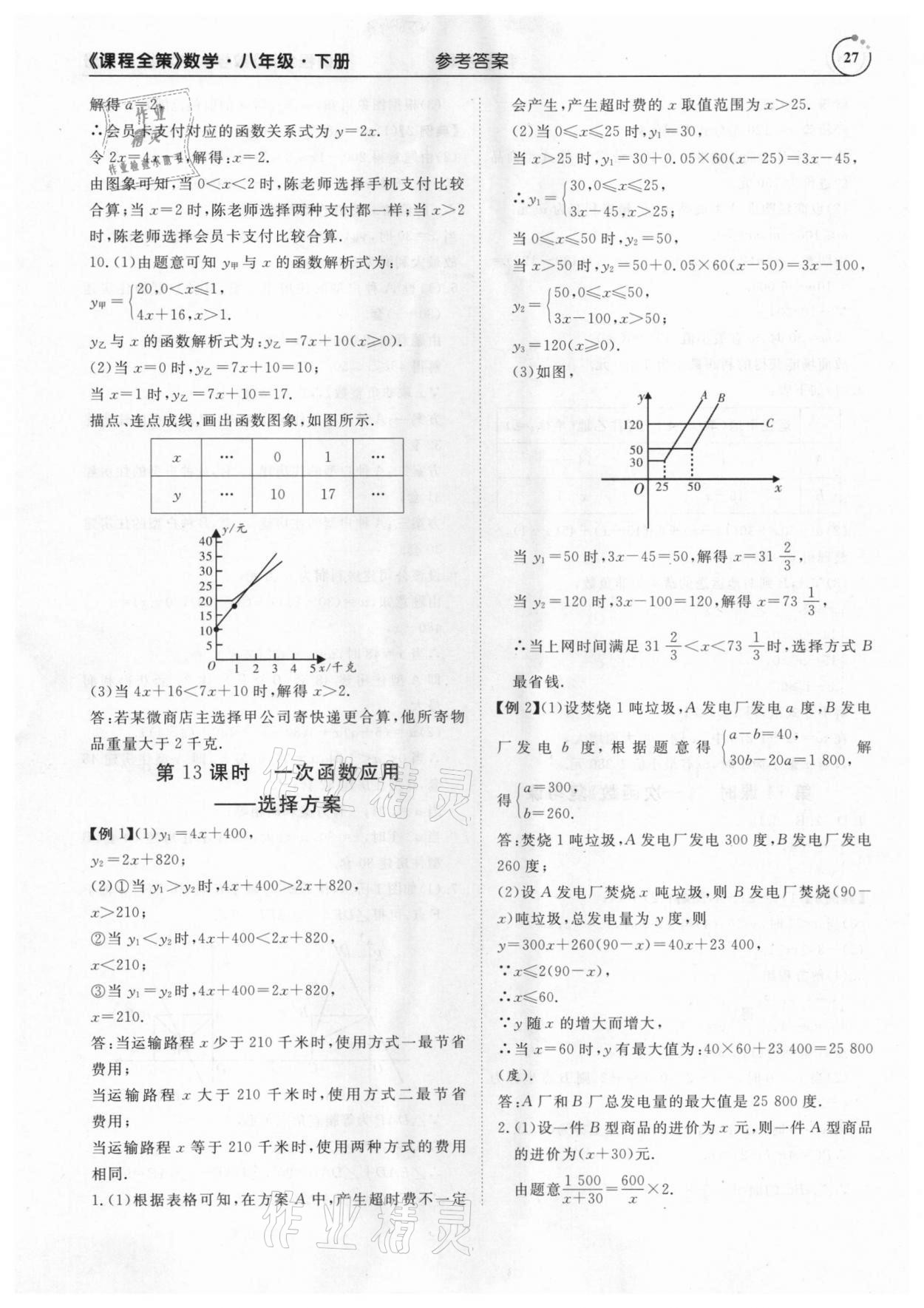 2021年課程全策八年級數(shù)學(xué)下冊人教版 參考答案第27頁