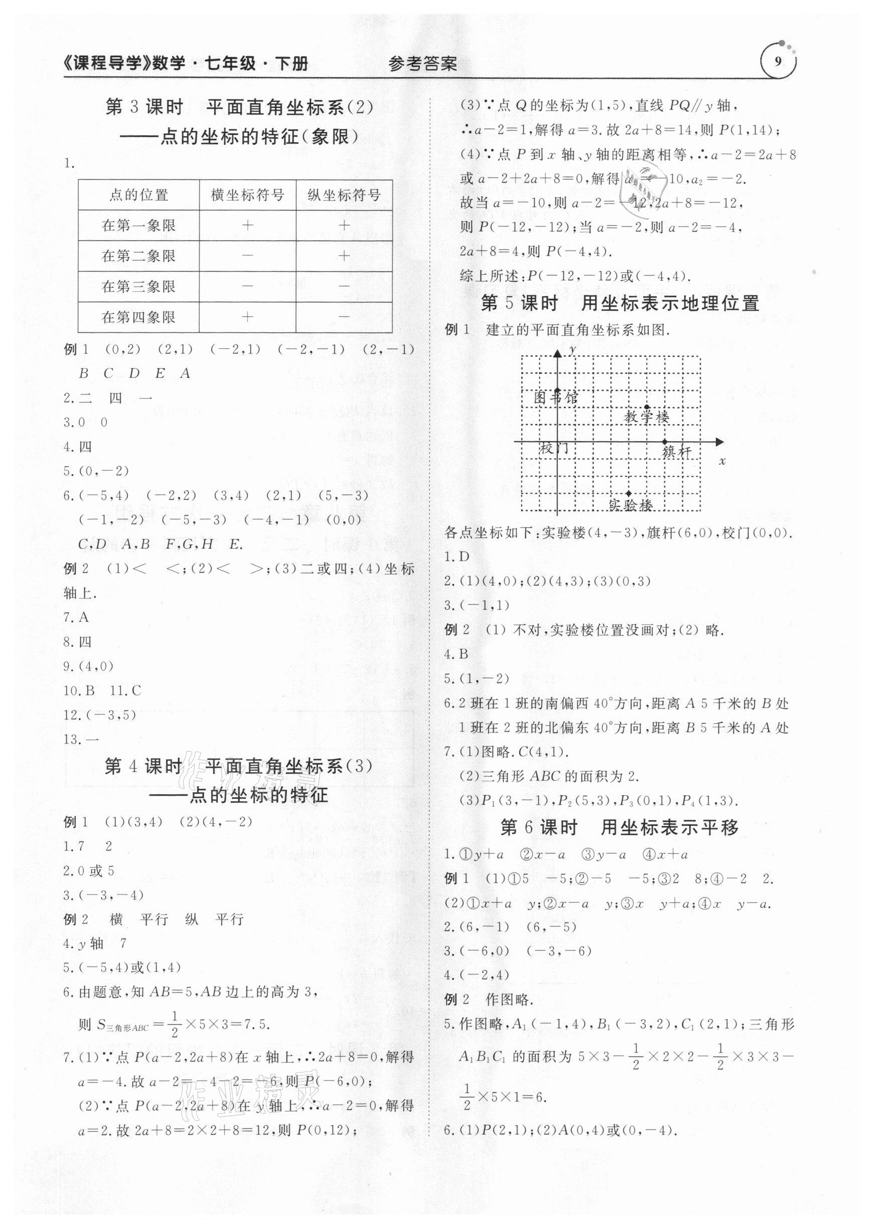 2021年课程导学七年级数学下册人教版 参考答案第9页