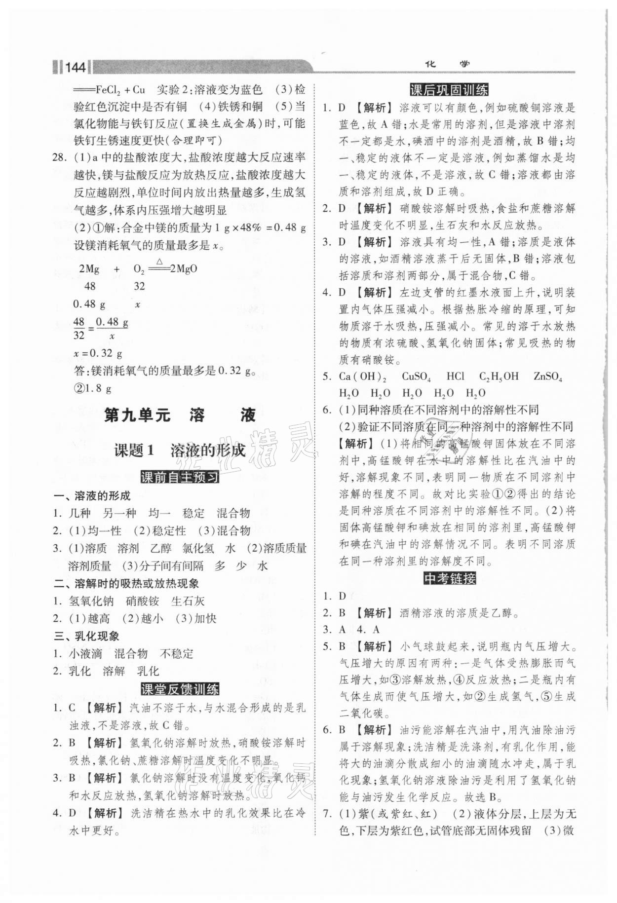 2021年课时练加考评九年级化学下册人教版 第8页