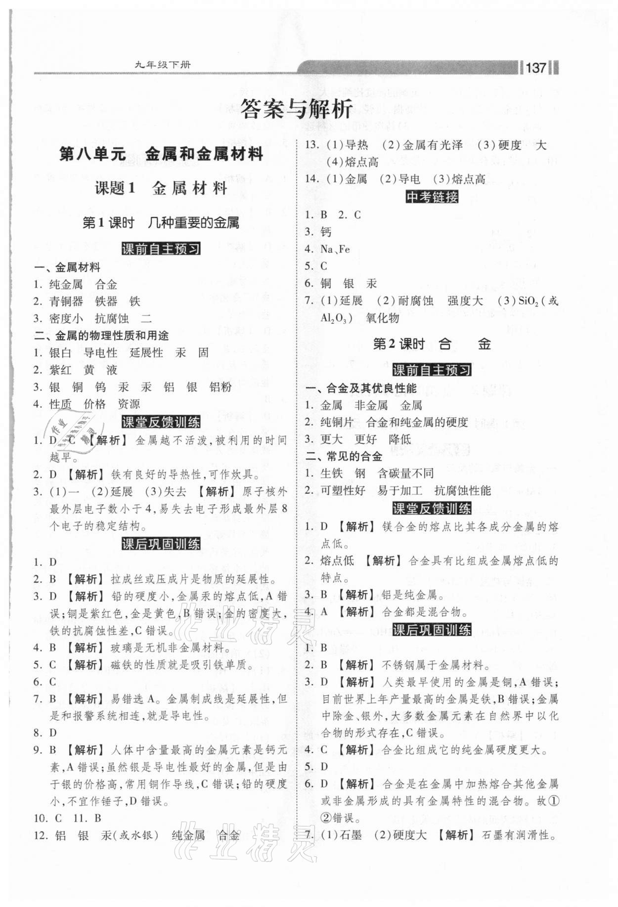 2021年课时练加考评九年级化学下册人教版 第1页