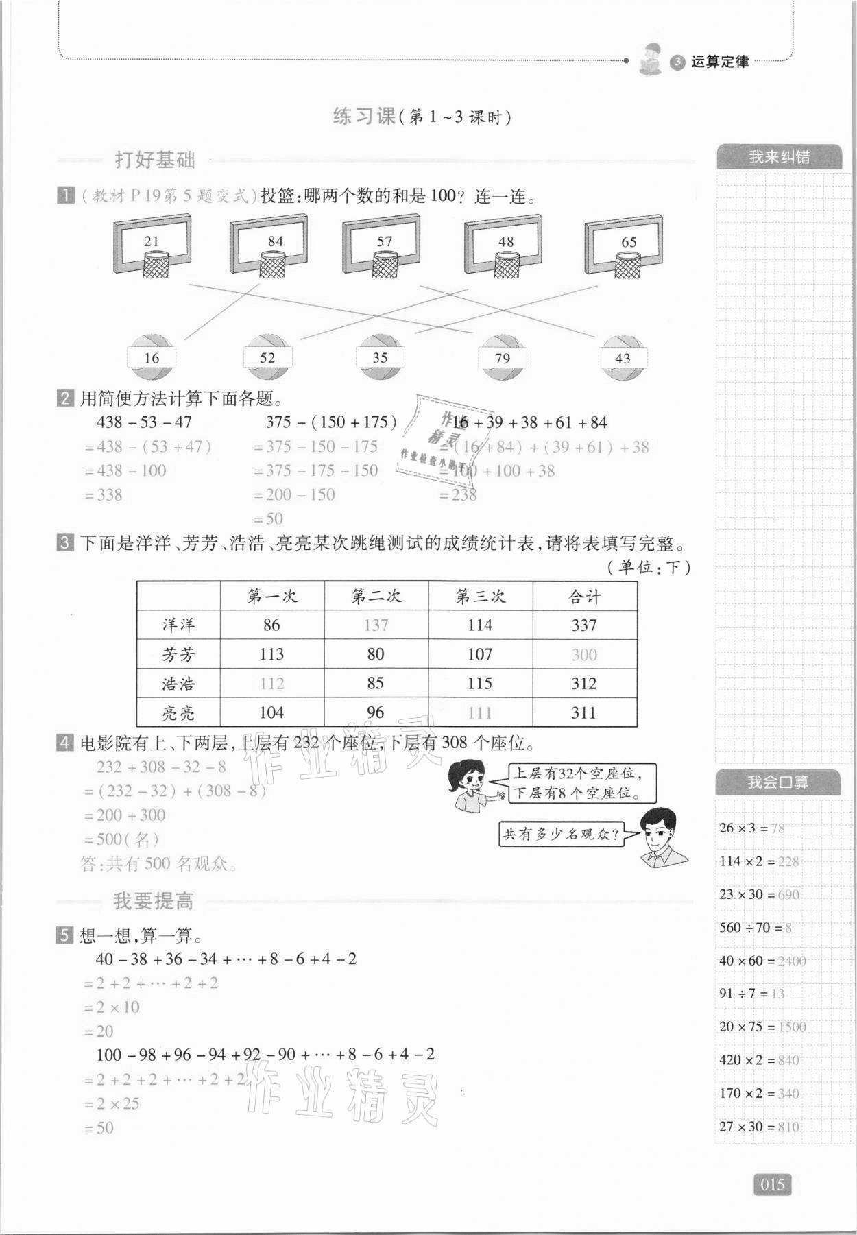 2021年我會(huì)學(xué)板塊式同步練習(xí)四年級(jí)數(shù)學(xué)下冊(cè)人教版 第21頁(yè)