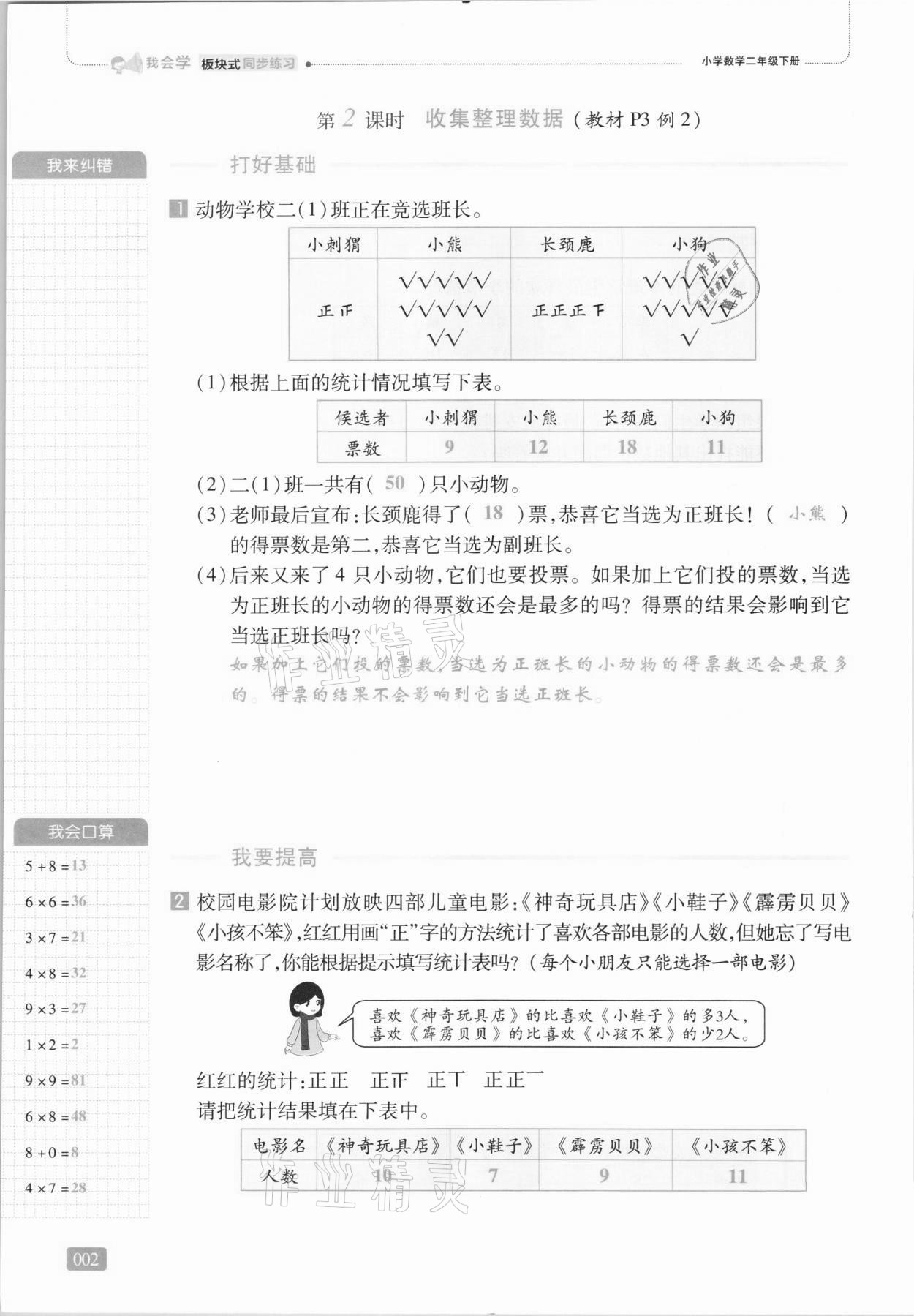 2021年我會學(xué)板塊式同步練習(xí)二年級數(shù)學(xué)下冊人教版 第8頁