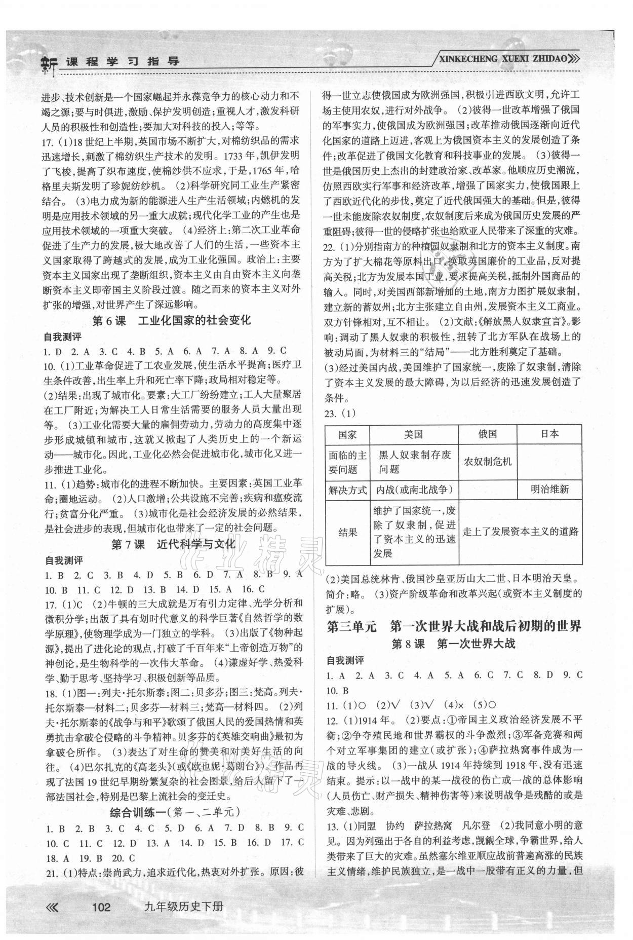 2021年新課程學(xué)習(xí)指導(dǎo)九年級(jí)歷史下冊(cè)人教版南方出版社 第2頁