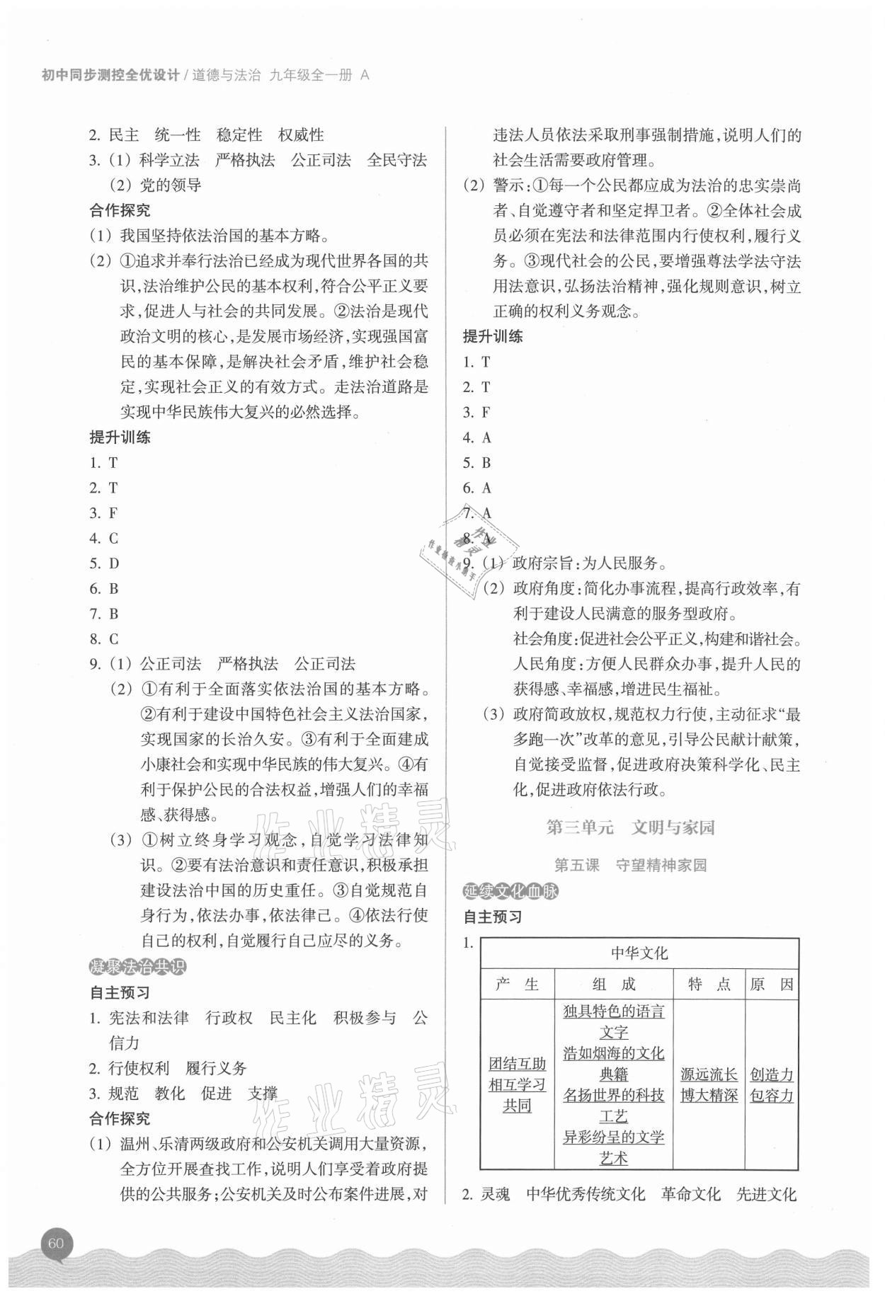 2021年初中同步測(cè)控全優(yōu)設(shè)計(jì)九年級(jí)道德與法治全一冊(cè)人教版 參考答案第4頁(yè)