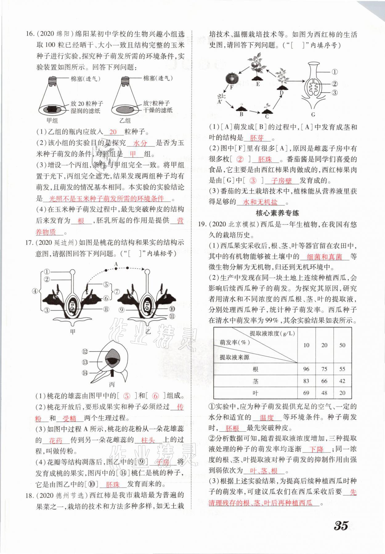 2021年領(lǐng)跑中考生物河南專版 參考答案第35頁