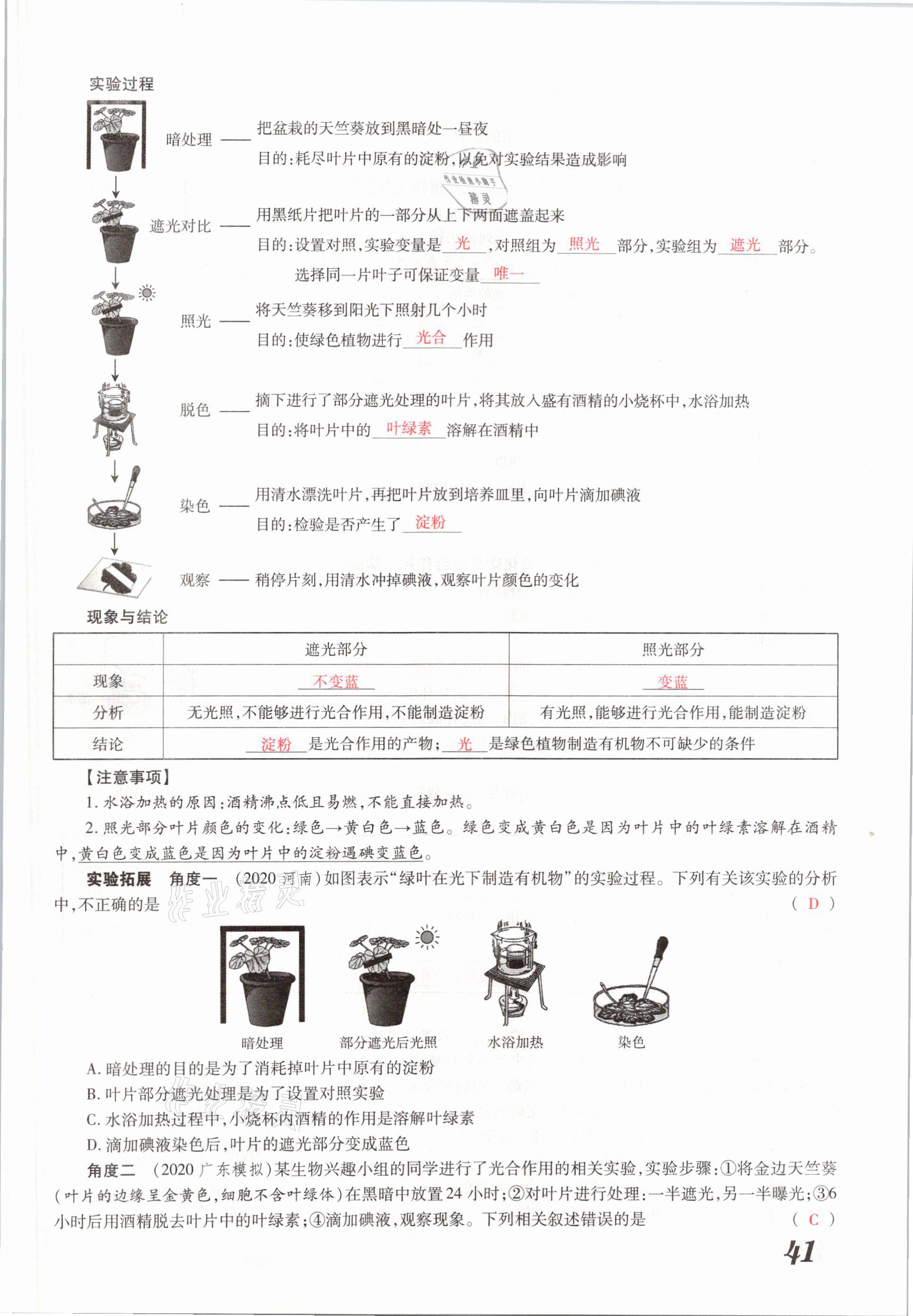 2021年領跑中考生物河南專版 參考答案第41頁