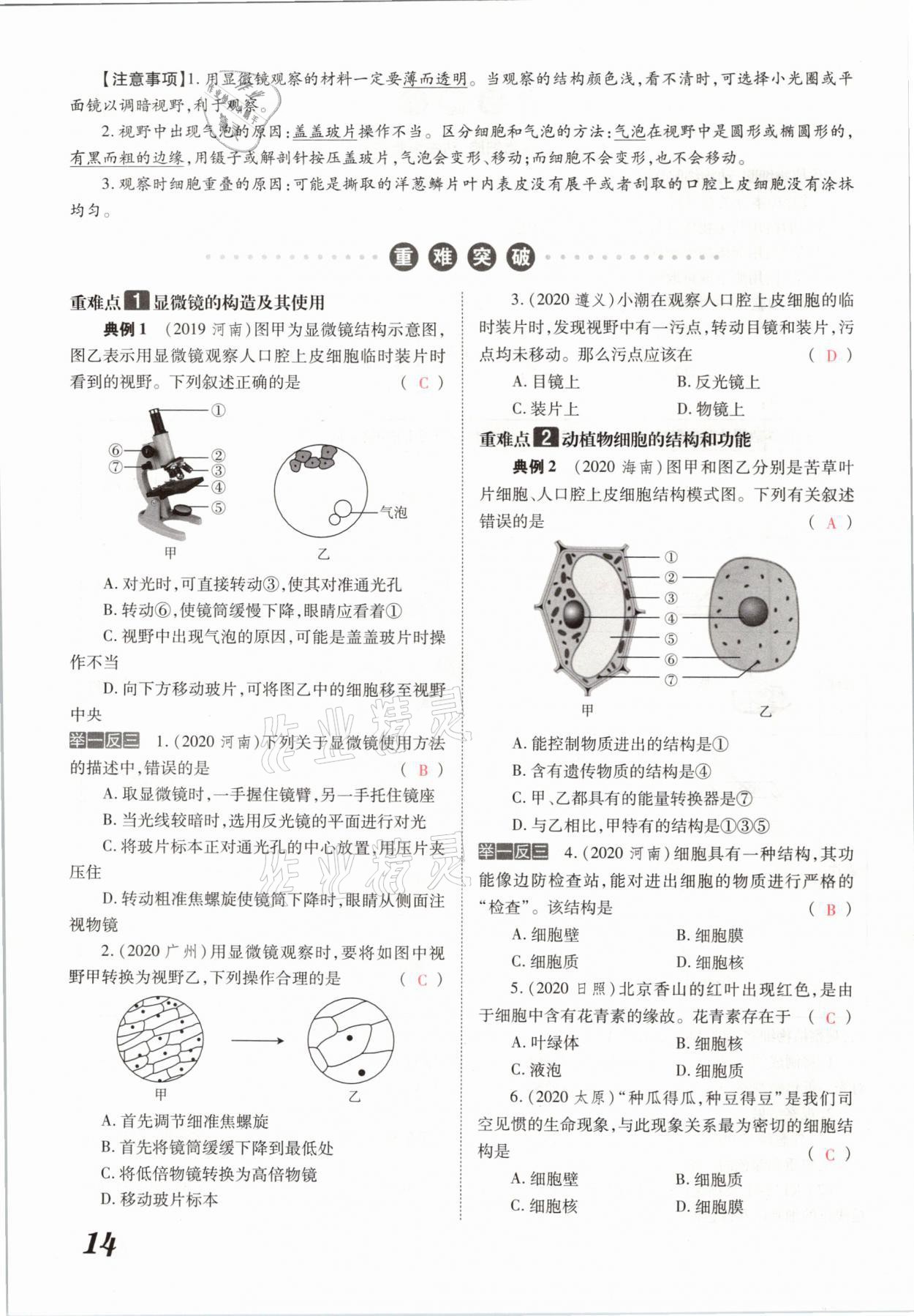 2021年領(lǐng)跑中考生物河南專版 參考答案第14頁