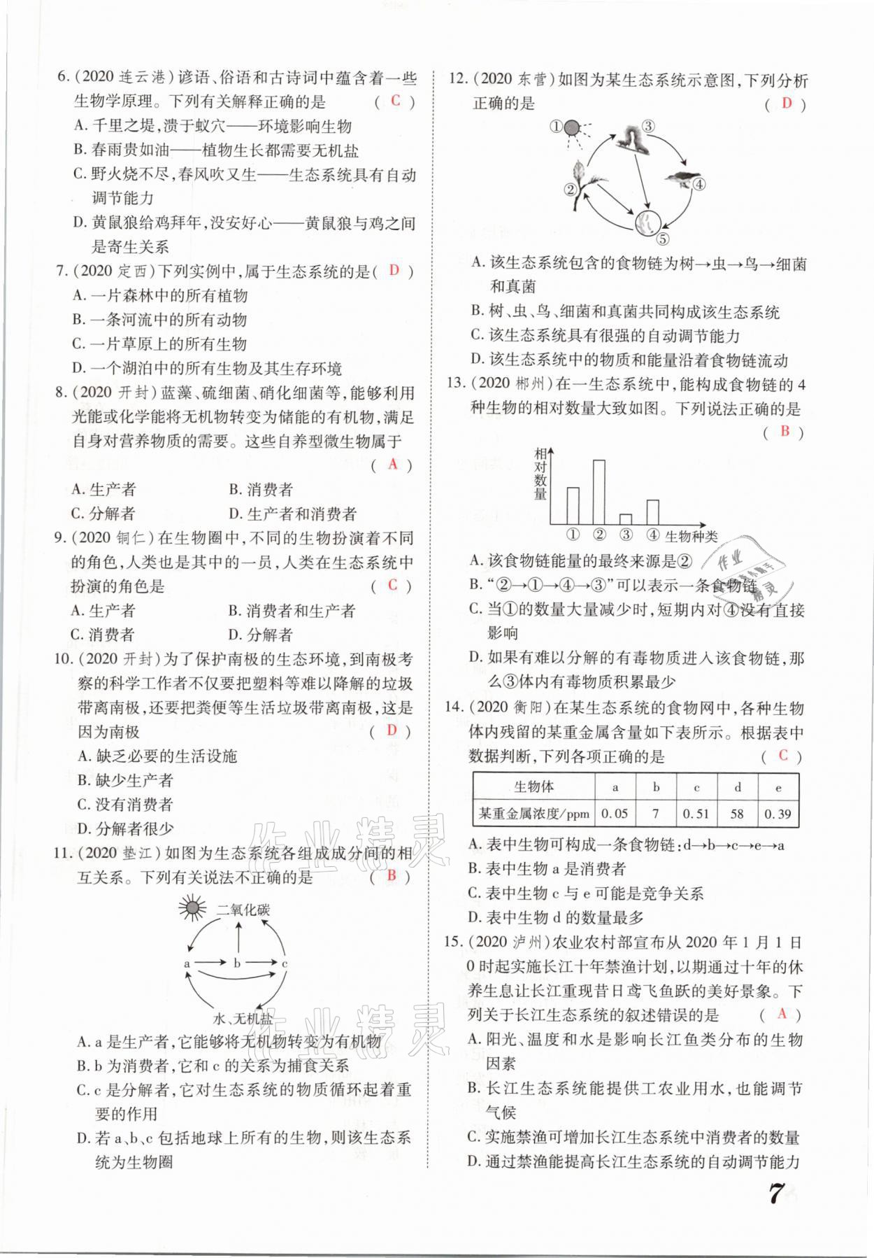 2021年領(lǐng)跑中考生物河南專版 參考答案第7頁(yè)