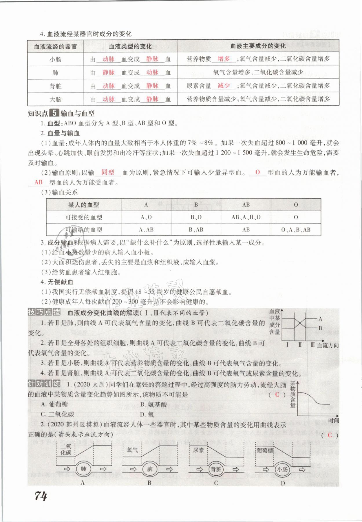 2021年領(lǐng)跑中考生物河南專版 參考答案第74頁