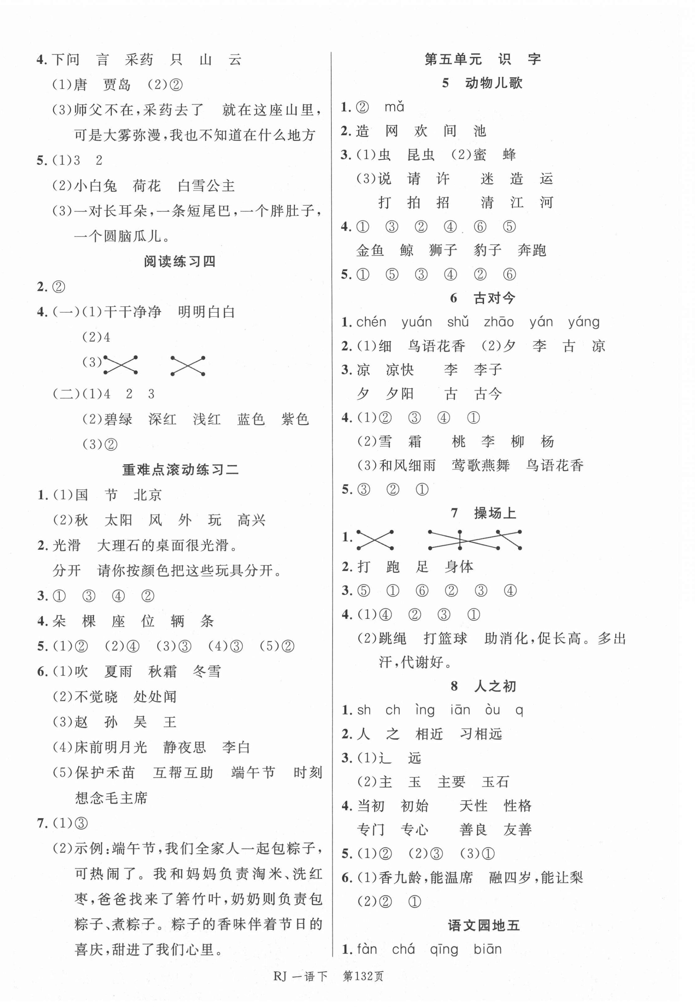 2021年小狀元沖刺100分隨堂手冊(cè)一年級(jí)語(yǔ)文下冊(cè)人教版 第4頁(yè)