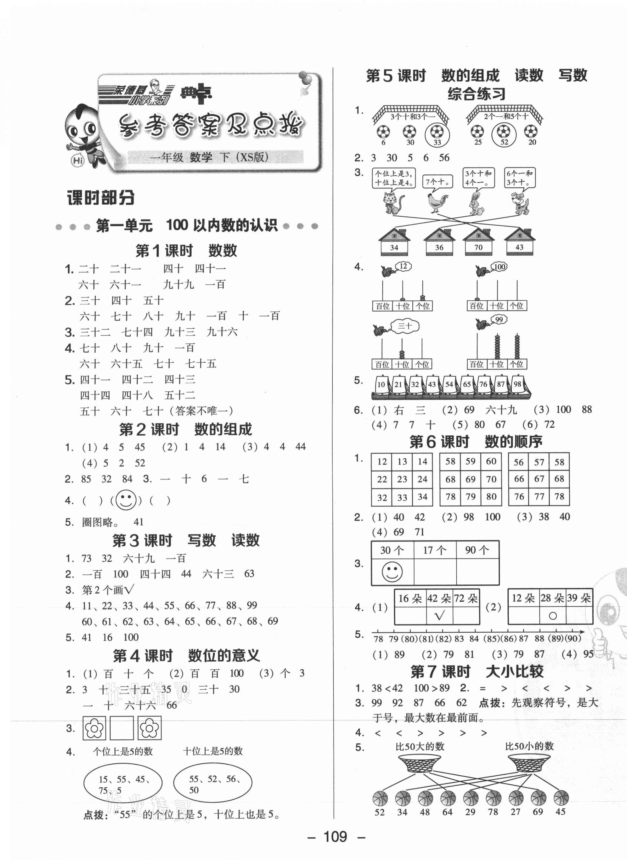 2021年綜合應(yīng)用創(chuàng)新題典中點(diǎn)一年級(jí)數(shù)學(xué)下冊(cè)西師大版 參考答案第1頁(yè)