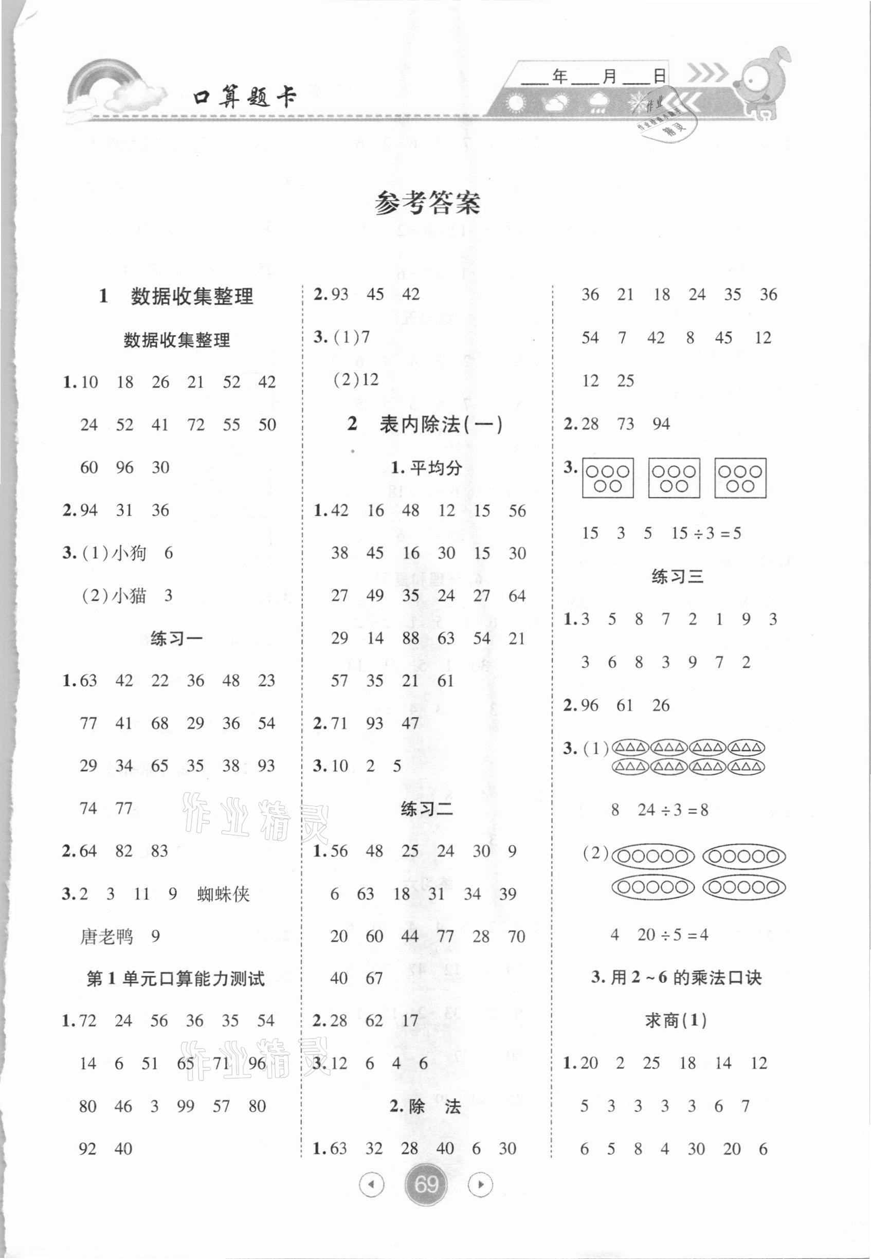 2021年小狀元數(shù)學(xué)天天練口算題卡大通關(guān)二年級(jí)下冊(cè)人教版 第1頁(yè)