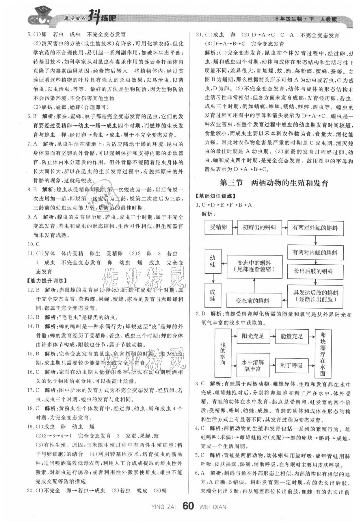 2021年抖練吧八年級生物下冊人教版 參考答案第2頁
