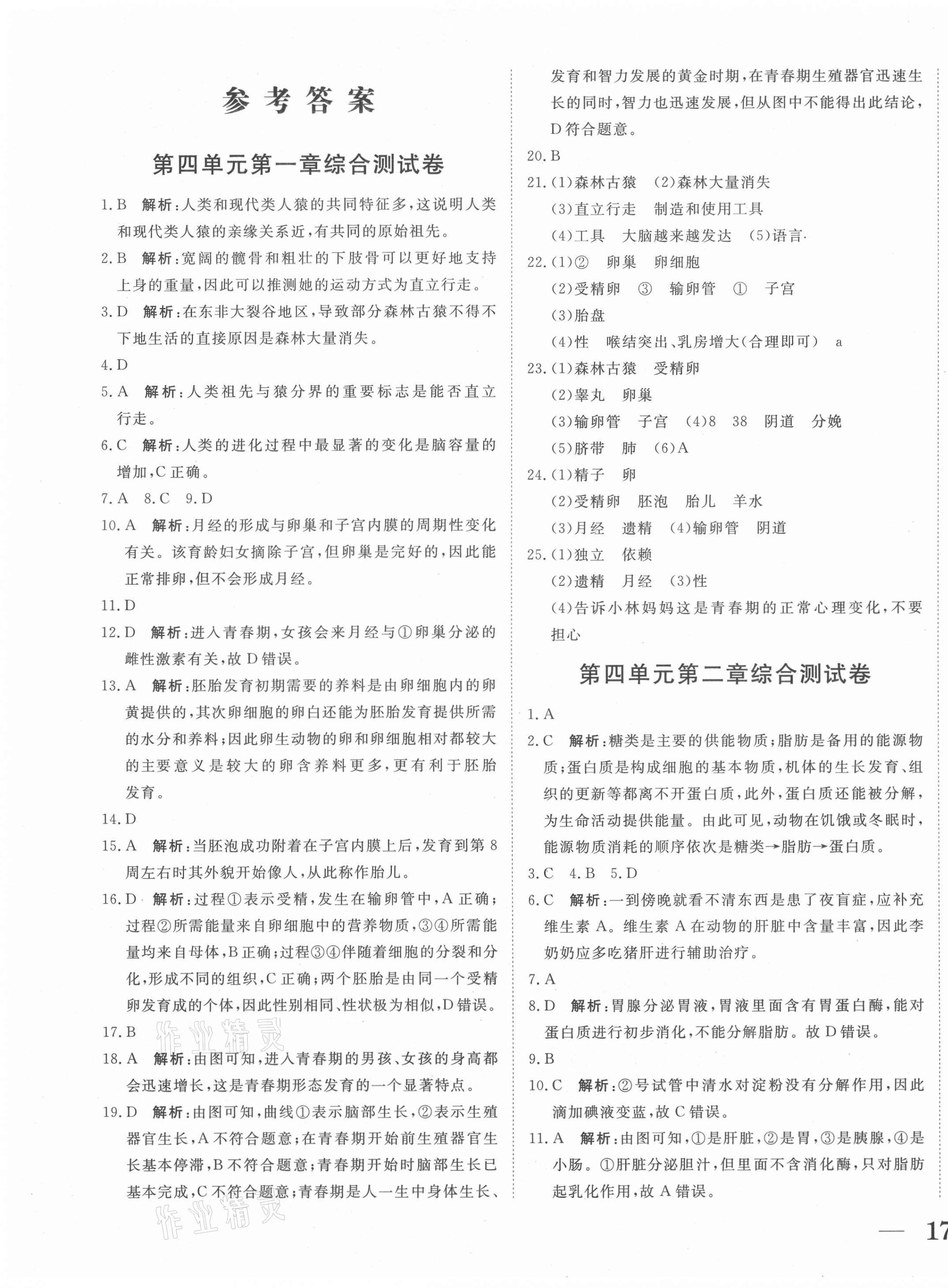 2021年抖練吧七年級生物下冊人教版 第1頁
