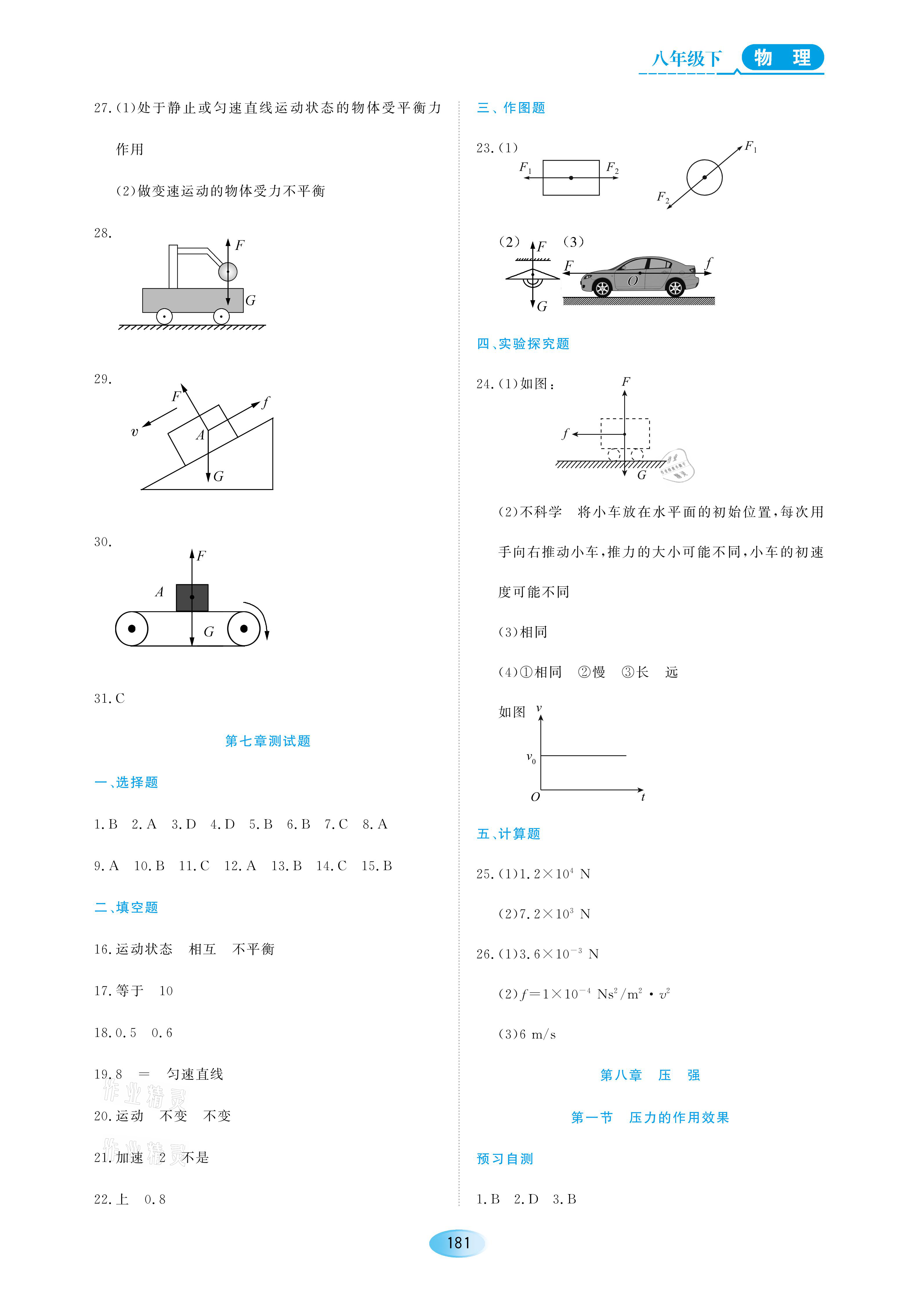 2021年資源與評價(jià)八年級物理下冊S人教版黑龍江教育出版社 參考答案第3頁