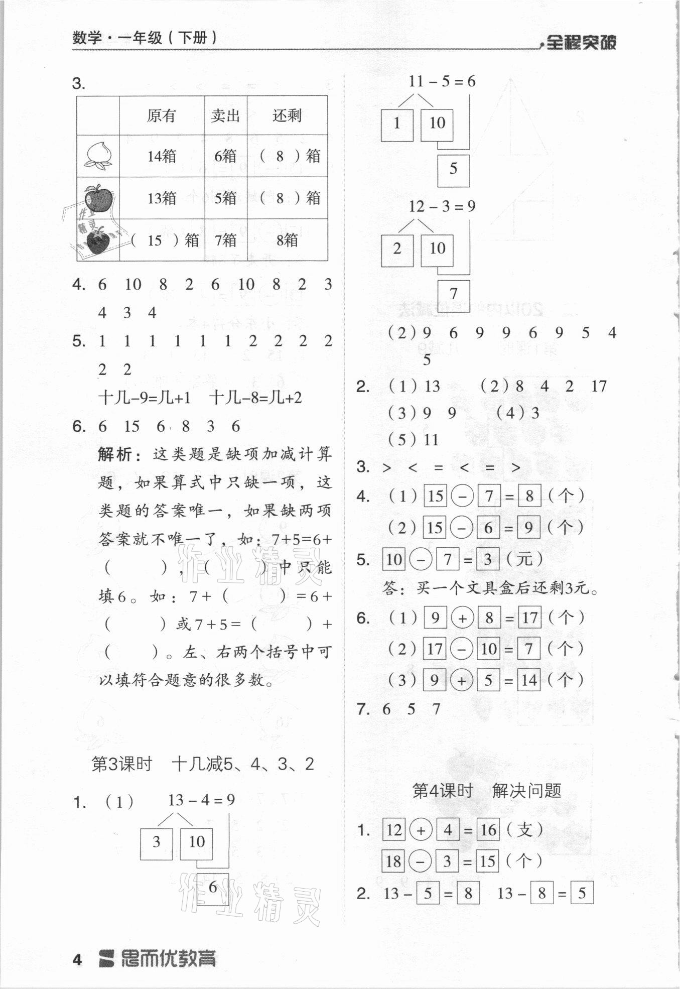 2021年全程突破一年級數(shù)學下冊人教版 第4頁