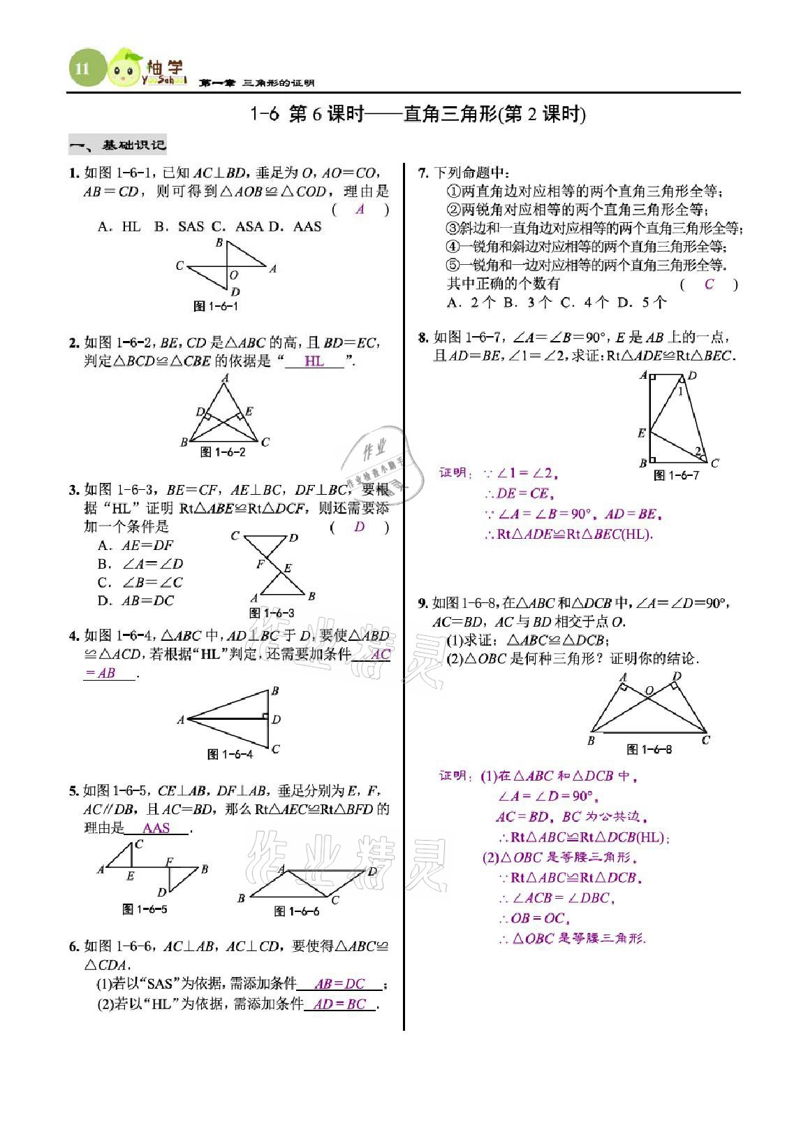 2021年慧學(xué)智評(píng)八年級(jí)數(shù)學(xué)下冊(cè)北師大版 參考答案第11頁(yè)