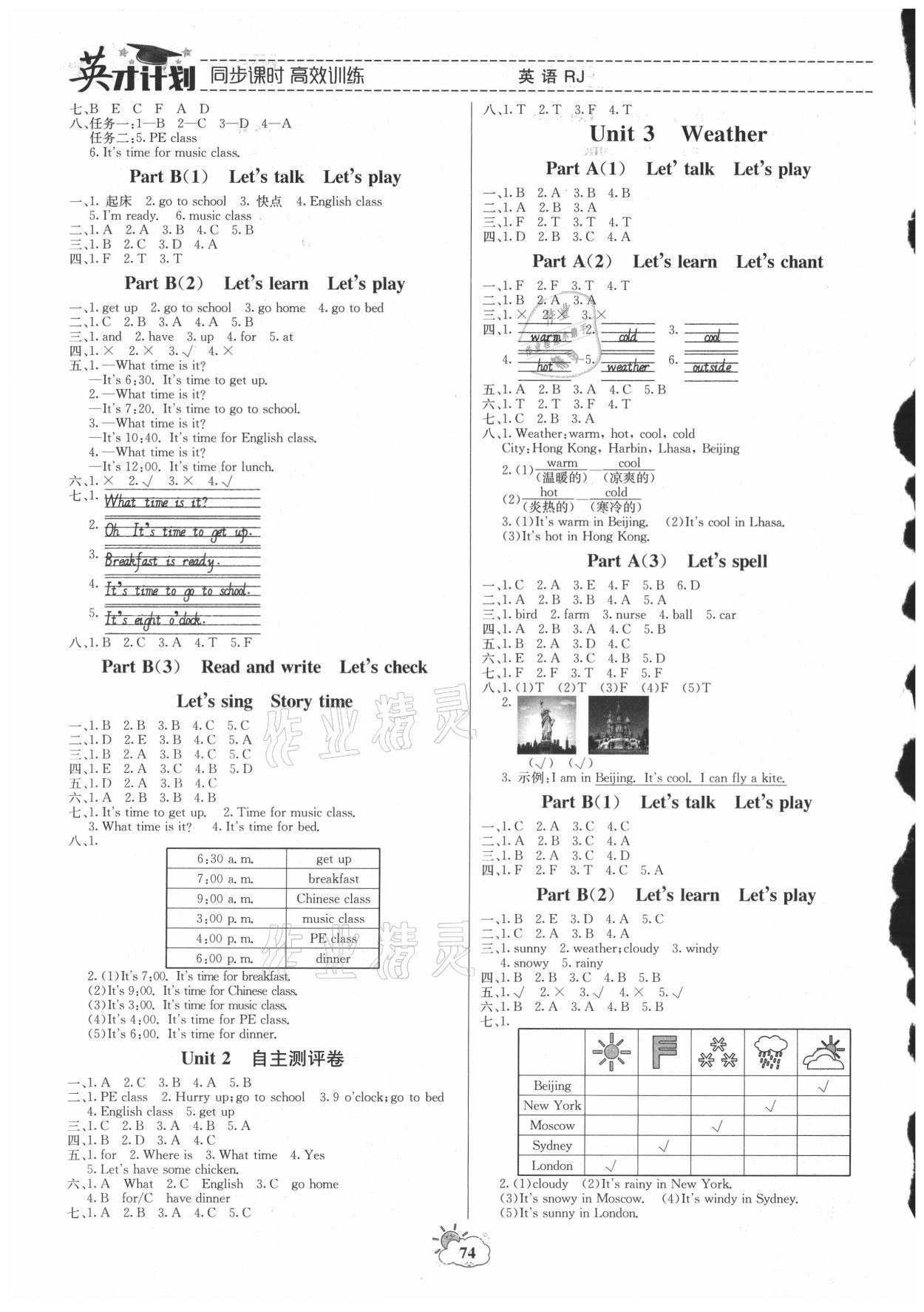 2021年英才計(jì)劃同步課時(shí)高效訓(xùn)練四年級(jí)英語(yǔ)下冊(cè)人教版 第2頁(yè)