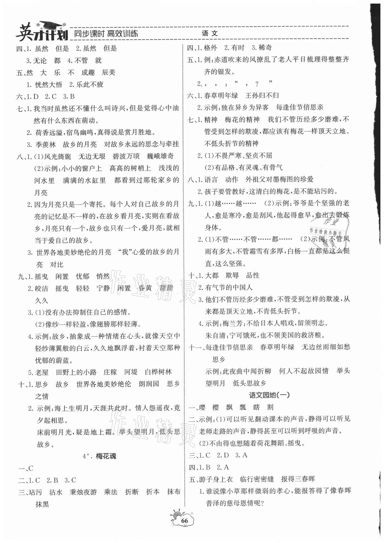 2021年英才計劃同步課時高效訓練五年級語文下冊人教版 第2頁