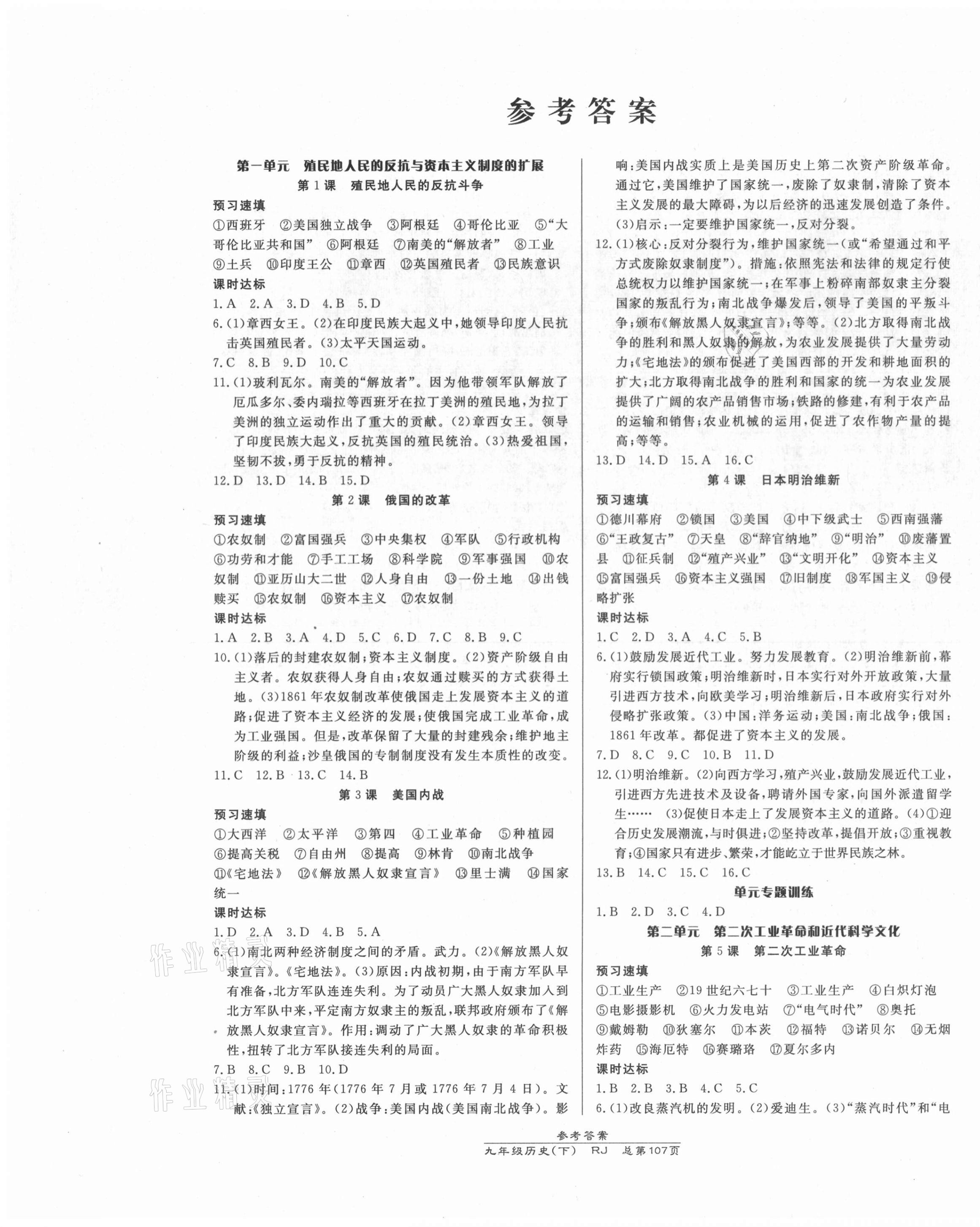 2021年高效課時通10分鐘掌控課堂九年級歷史下冊人教版 第1頁