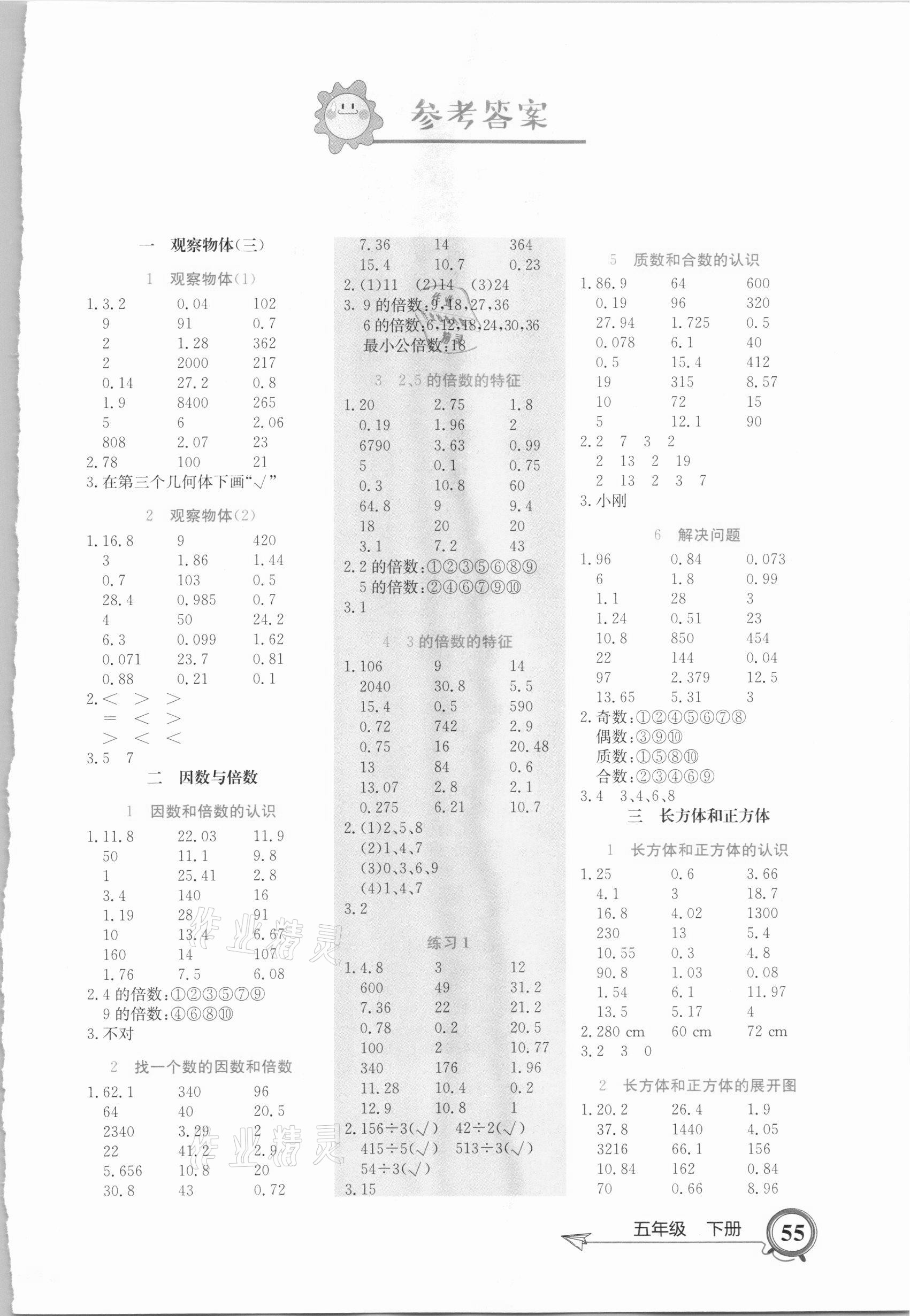 2021年小学数学口算题卡五年级下册人教版北京教育出版社 第1页