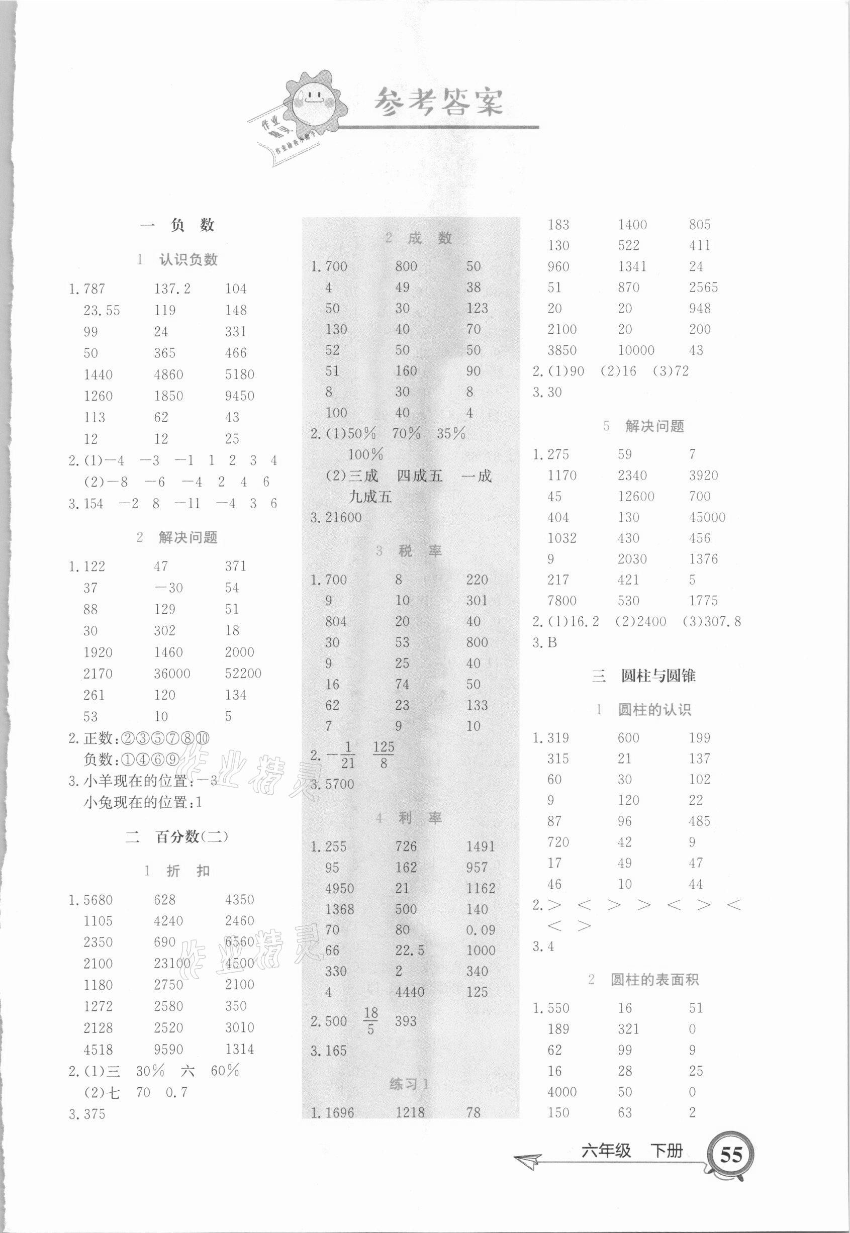 2021年小學(xué)數(shù)學(xué)口算題卡六年級(jí)下冊(cè)人教版北京教育出版社 第1頁(yè)