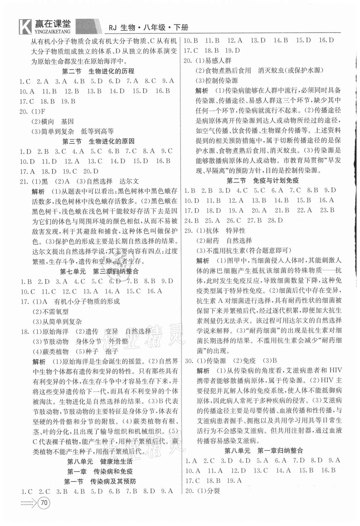2021年贏在課堂課堂全優(yōu)訓(xùn)練一本通八年級(jí)生物下冊人教版 第4頁