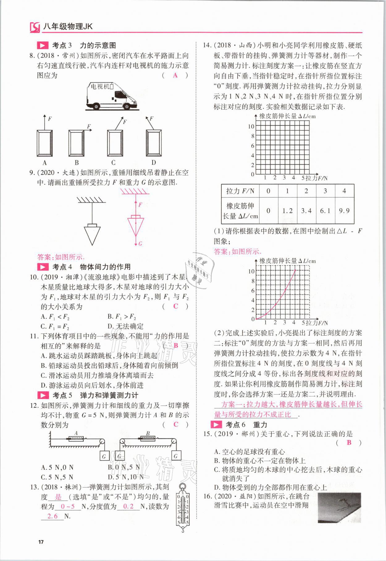 2021年我的作業(yè)八年級物理下冊教科版 參考答案第17頁