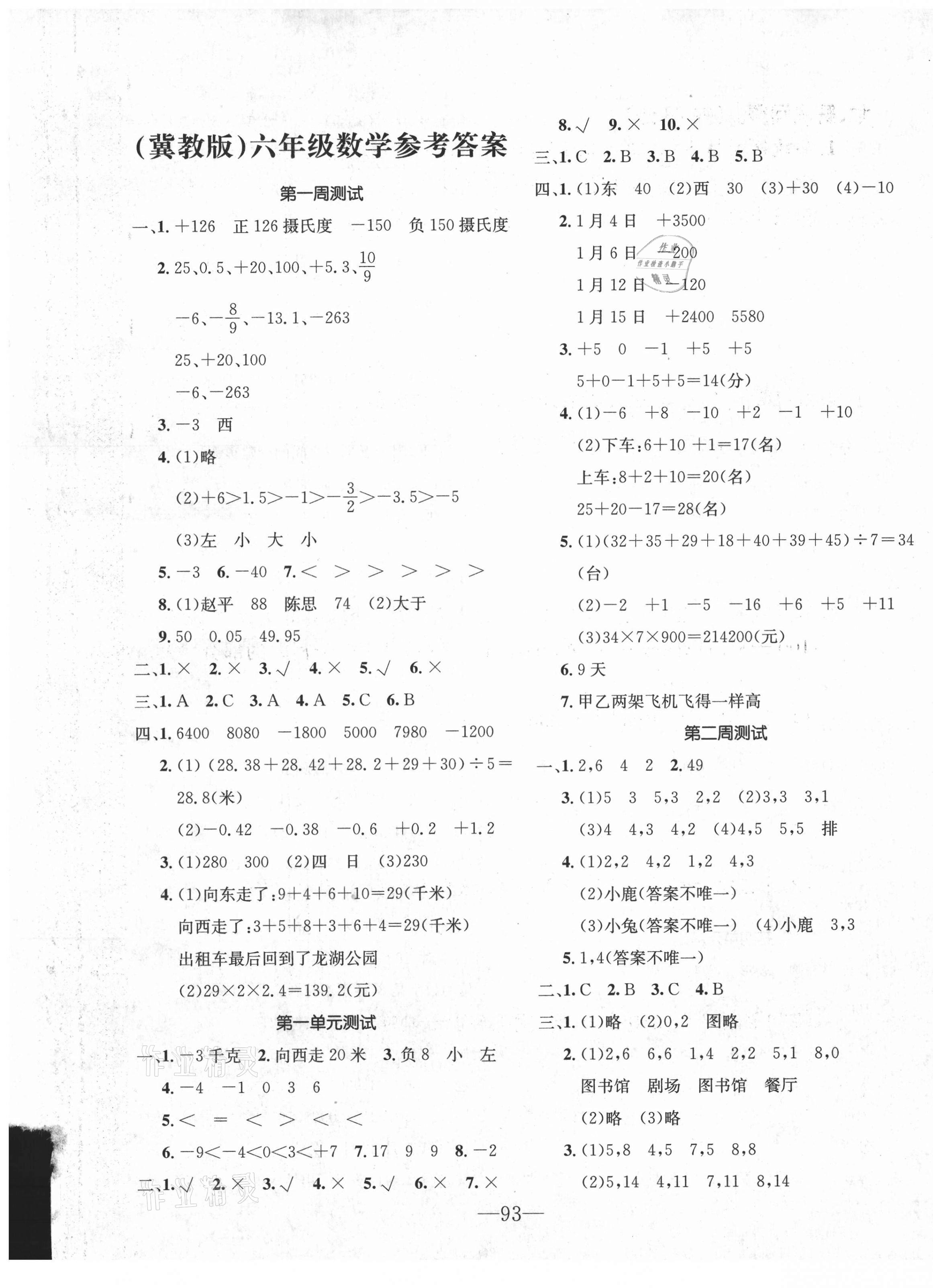 2021年英才計劃全能好卷六年級數(shù)學(xué)下冊冀教版 第1頁