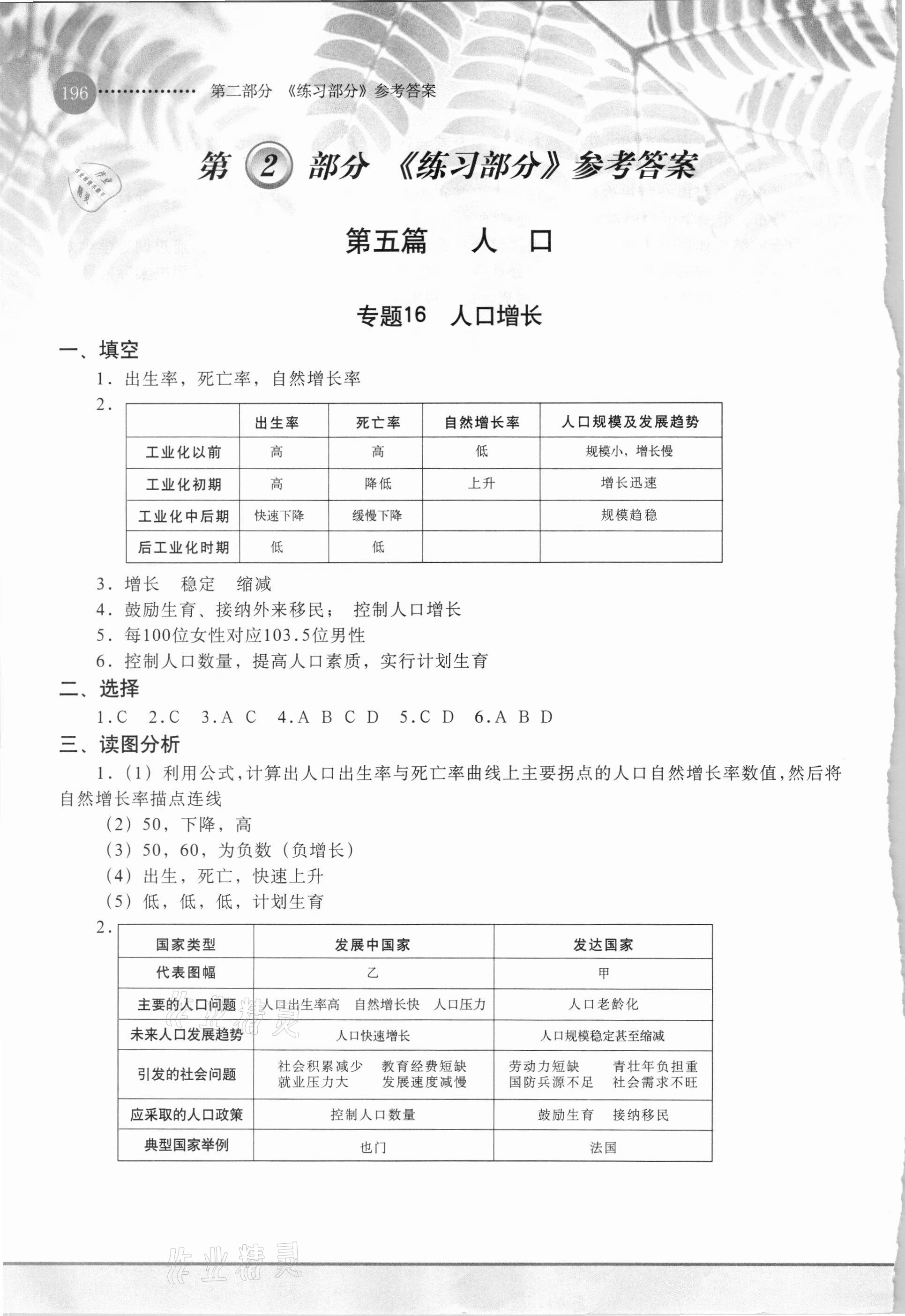 2021年教学参考资料地理第二册中图版 参考答案第1页