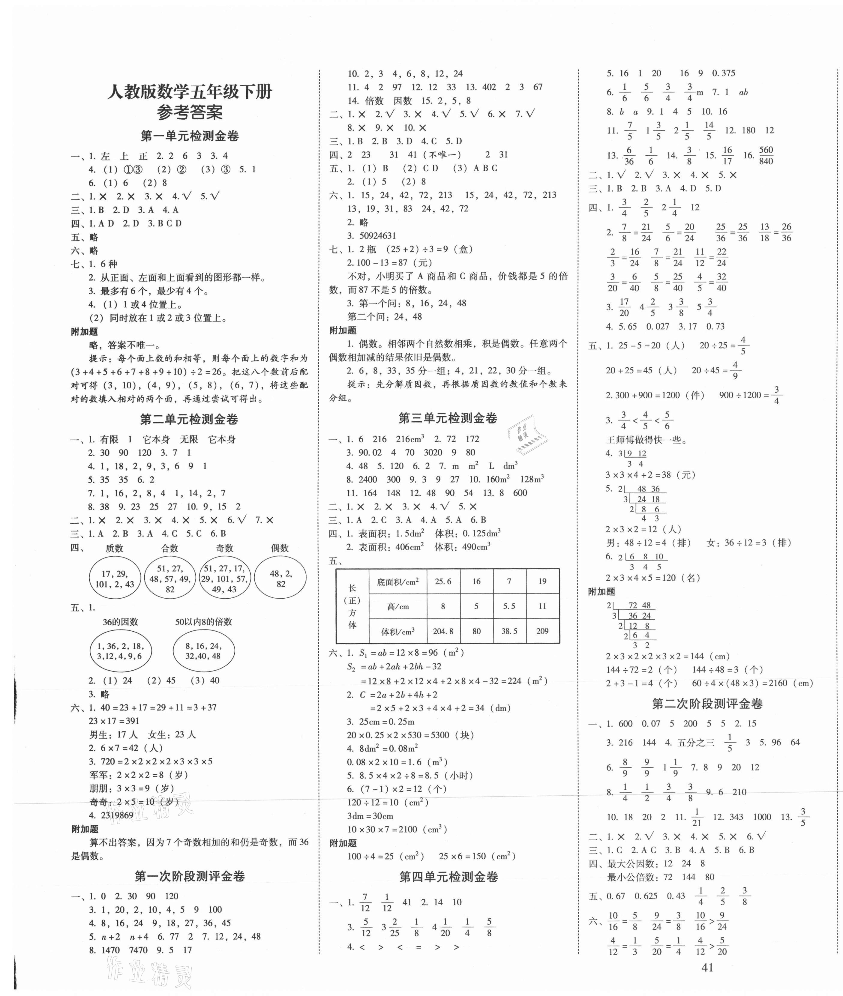 2021年云南師大附小一線名師金牌試卷五年級數(shù)學(xué)下冊人教版 第1頁