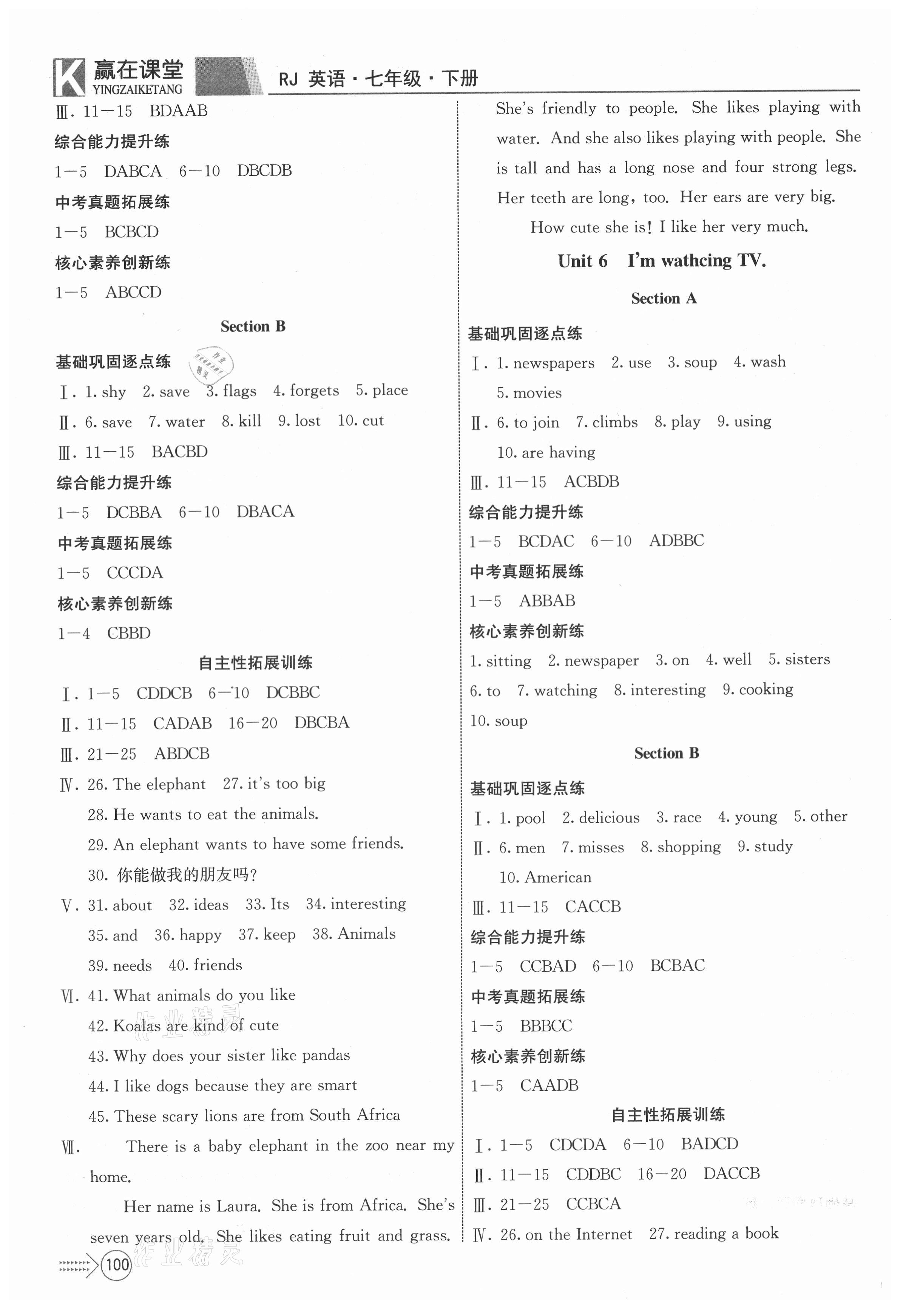 2021年贏在課堂課堂全優(yōu)訓(xùn)練一本通七年級英語下冊人教版 第4頁